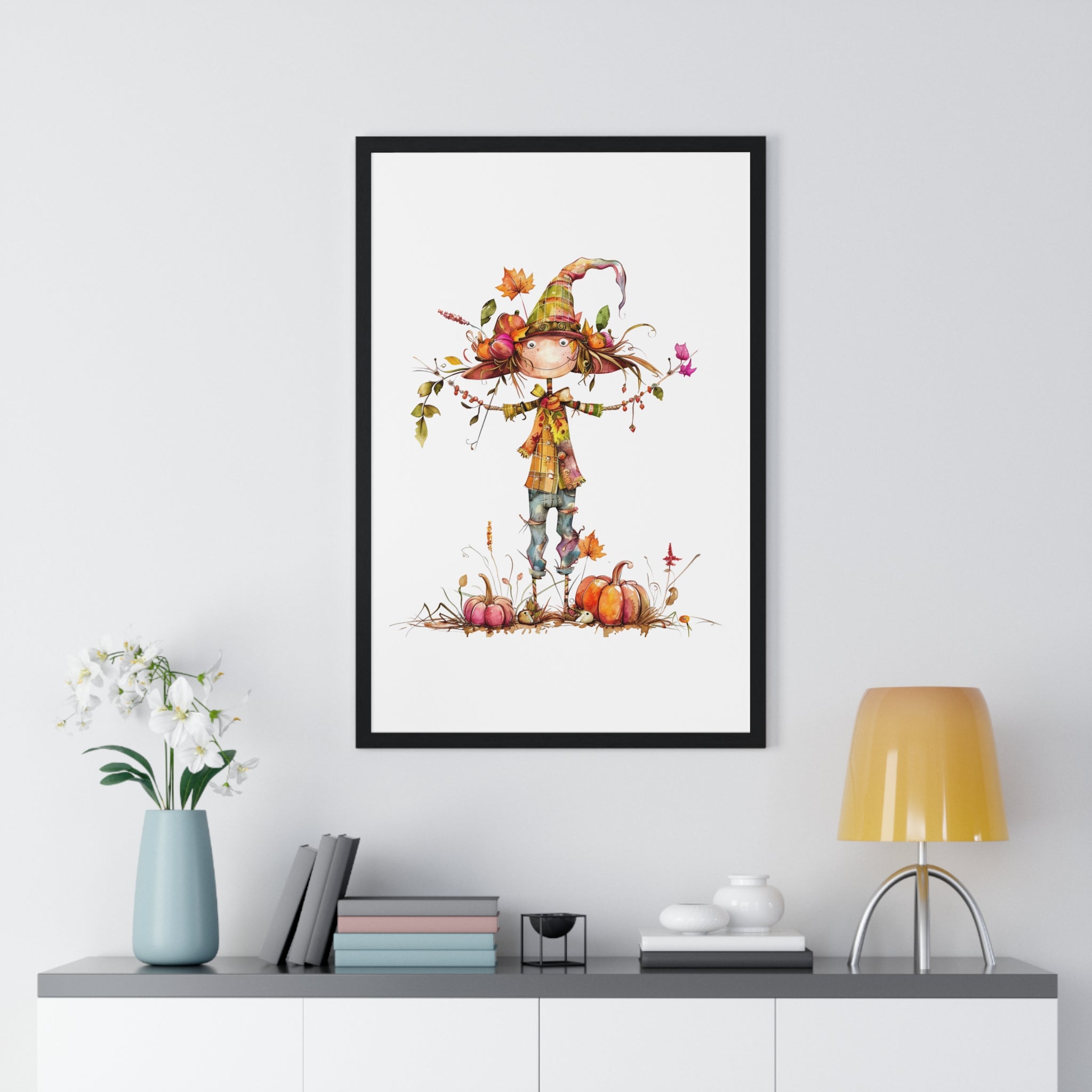 Autumn Scarecrow Wooden Framed Wall Art | Gallory Hive