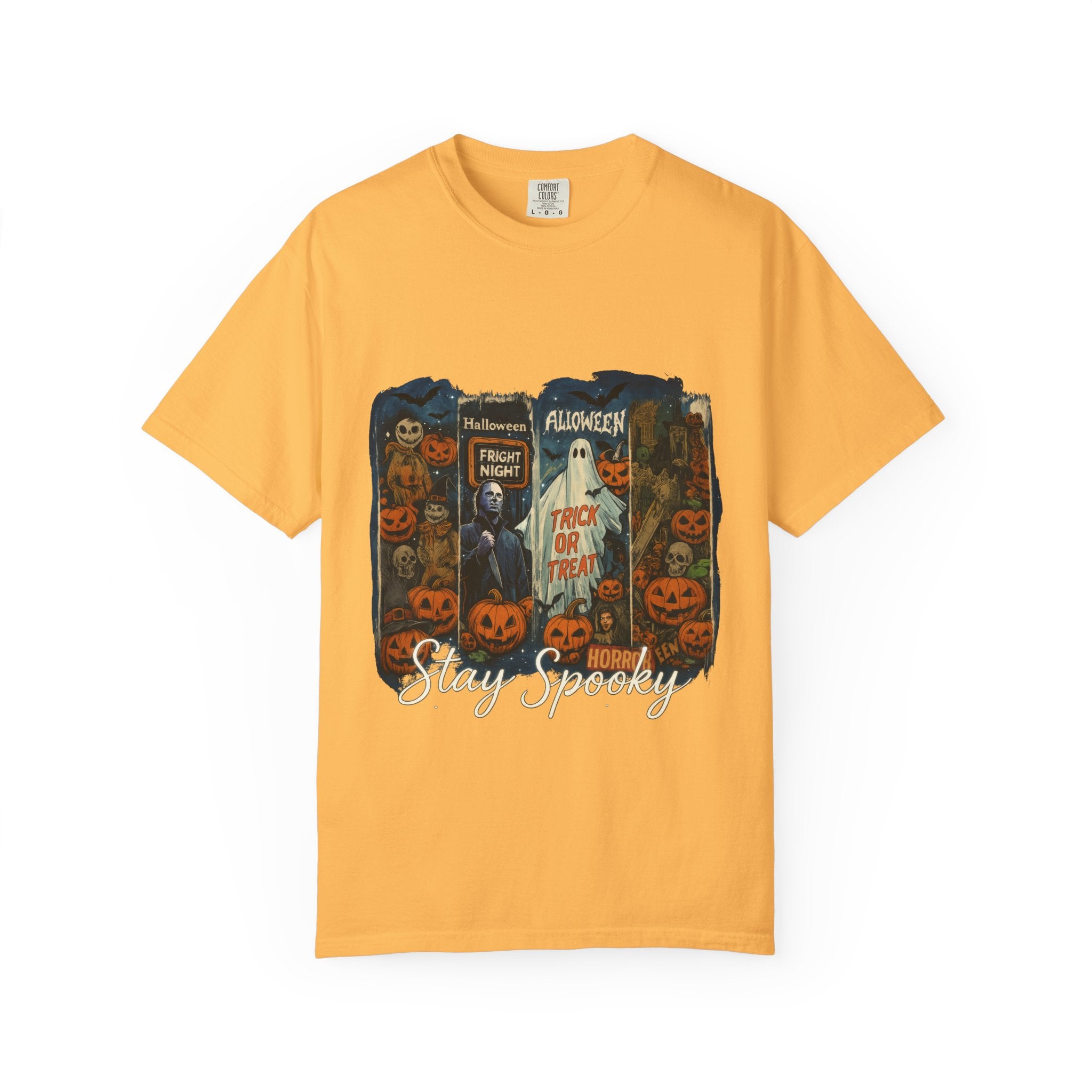 Stay Spooky Halloween Horror T-Shirt – Retro Slasher, Ghost, Pumpkins & Fright Night Design