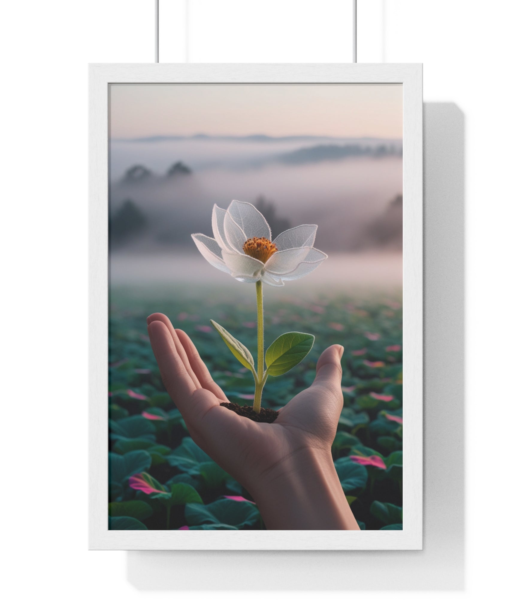 Framed Poster, Serene Floral Wall Art, Nature Print, Gift for Garden Lovers, Motivational Decor, Vertical Art Print - Gallory Hive