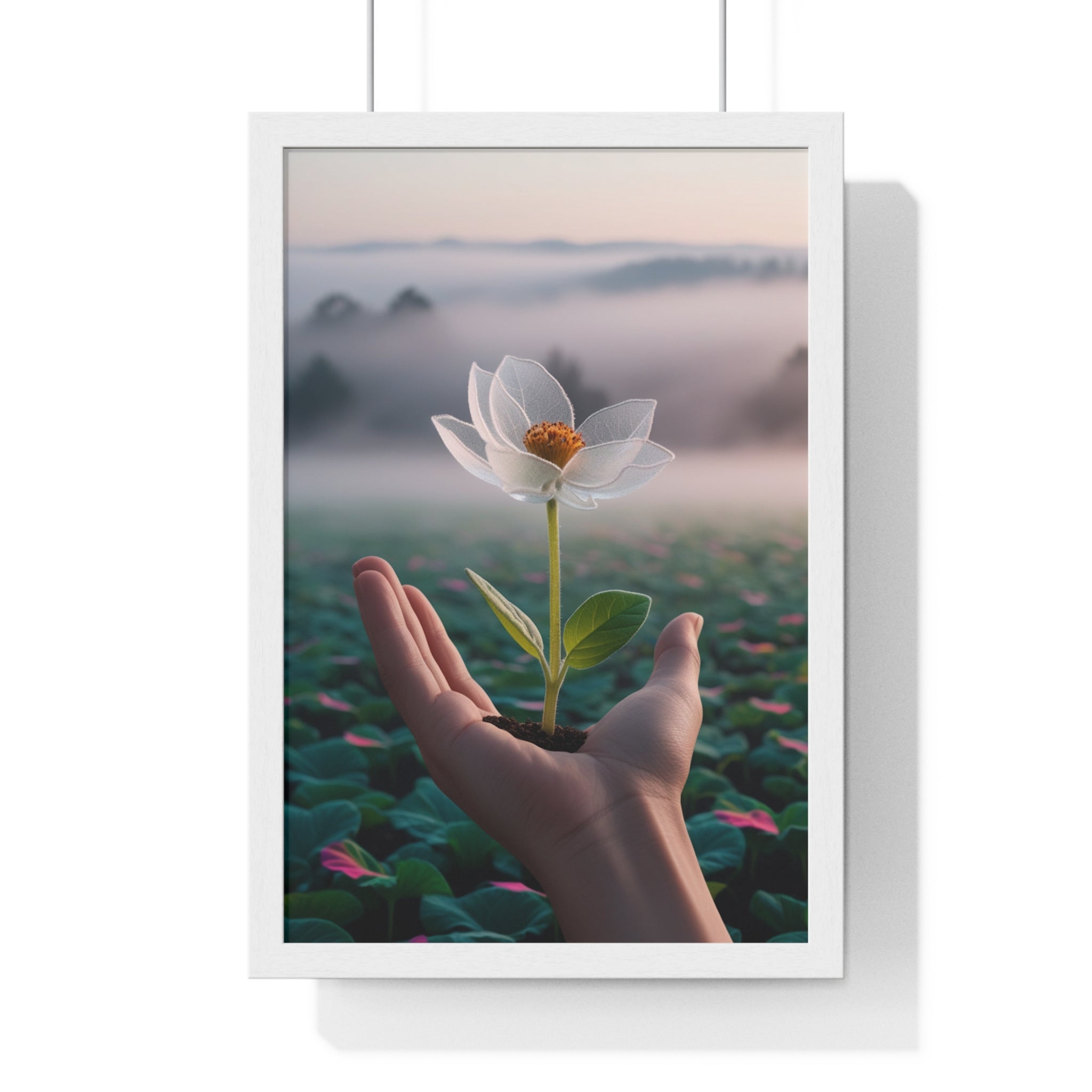 Framed Poster, Serene Floral Wall Art, Nature Print, Gift for Garden Lovers, Motivational Decor, Vertical Art Print