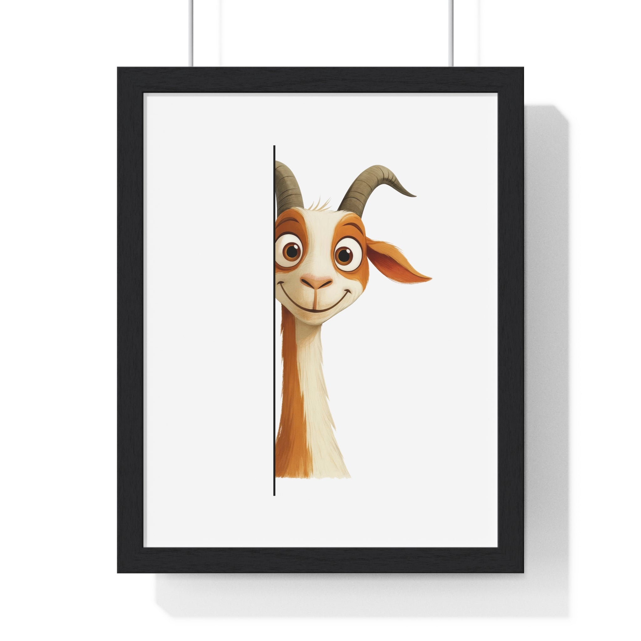 Whimsical Goat Peek – Wooden Frame Wall Art