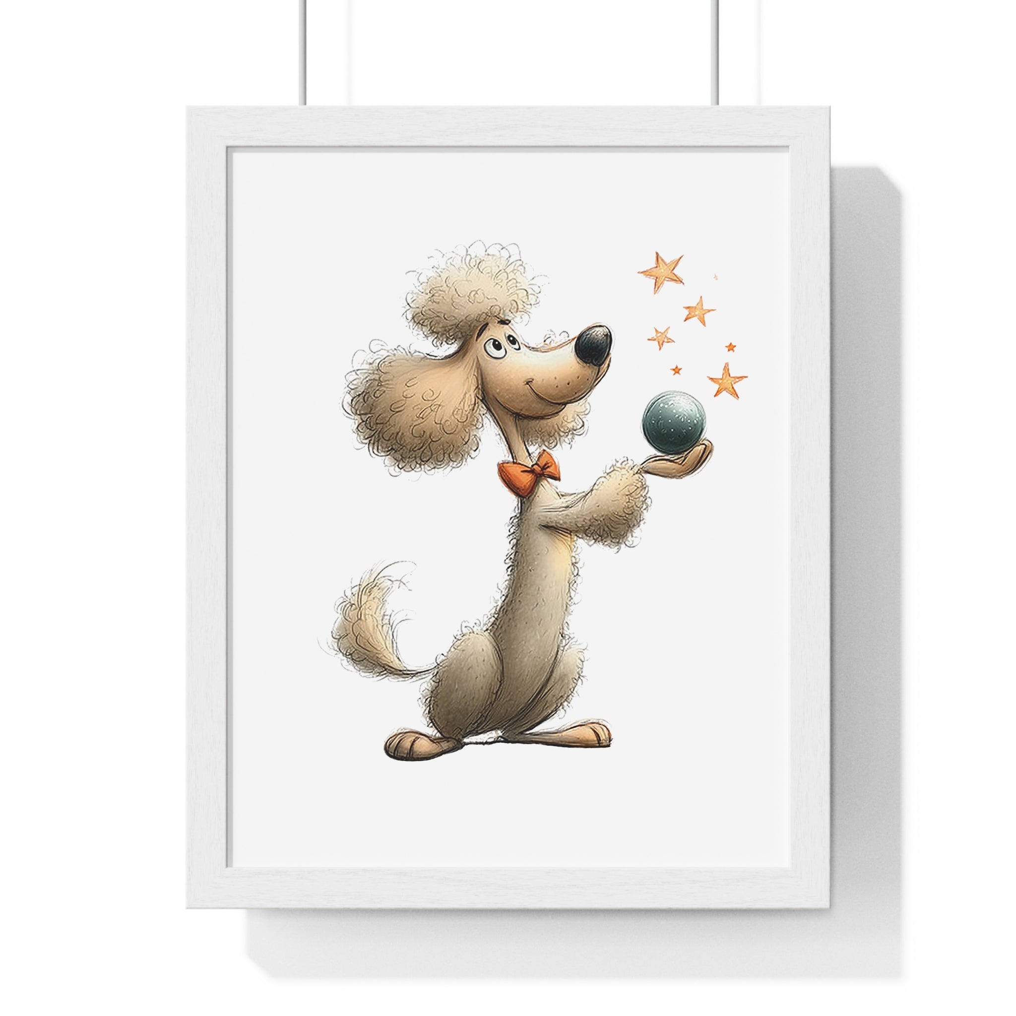 Whimsical Poodle with Magic Stars – Wooden Wall Frame Home Decor - Gallory Hive