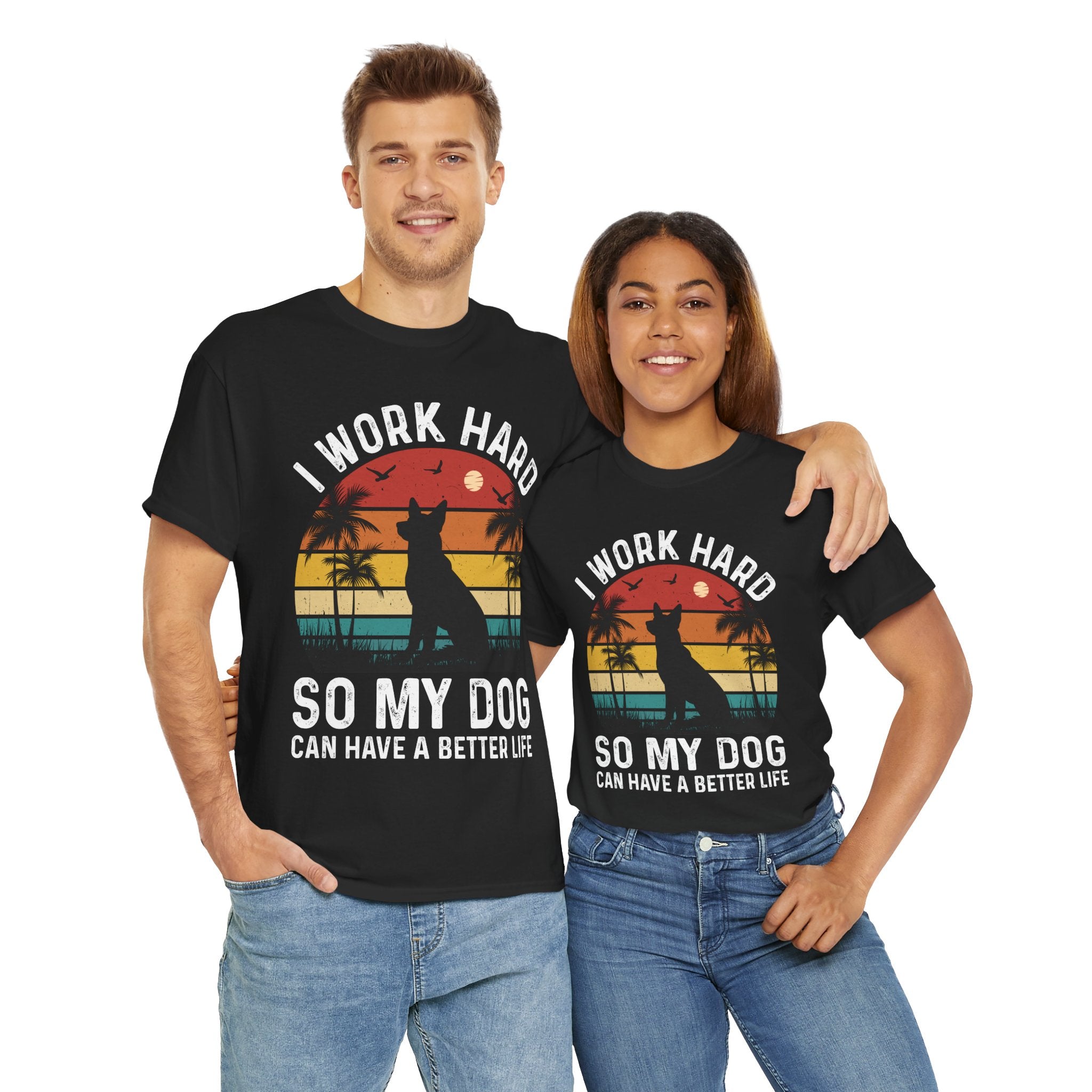 Retro Dog Lover Tee - Work Hard for My Pet