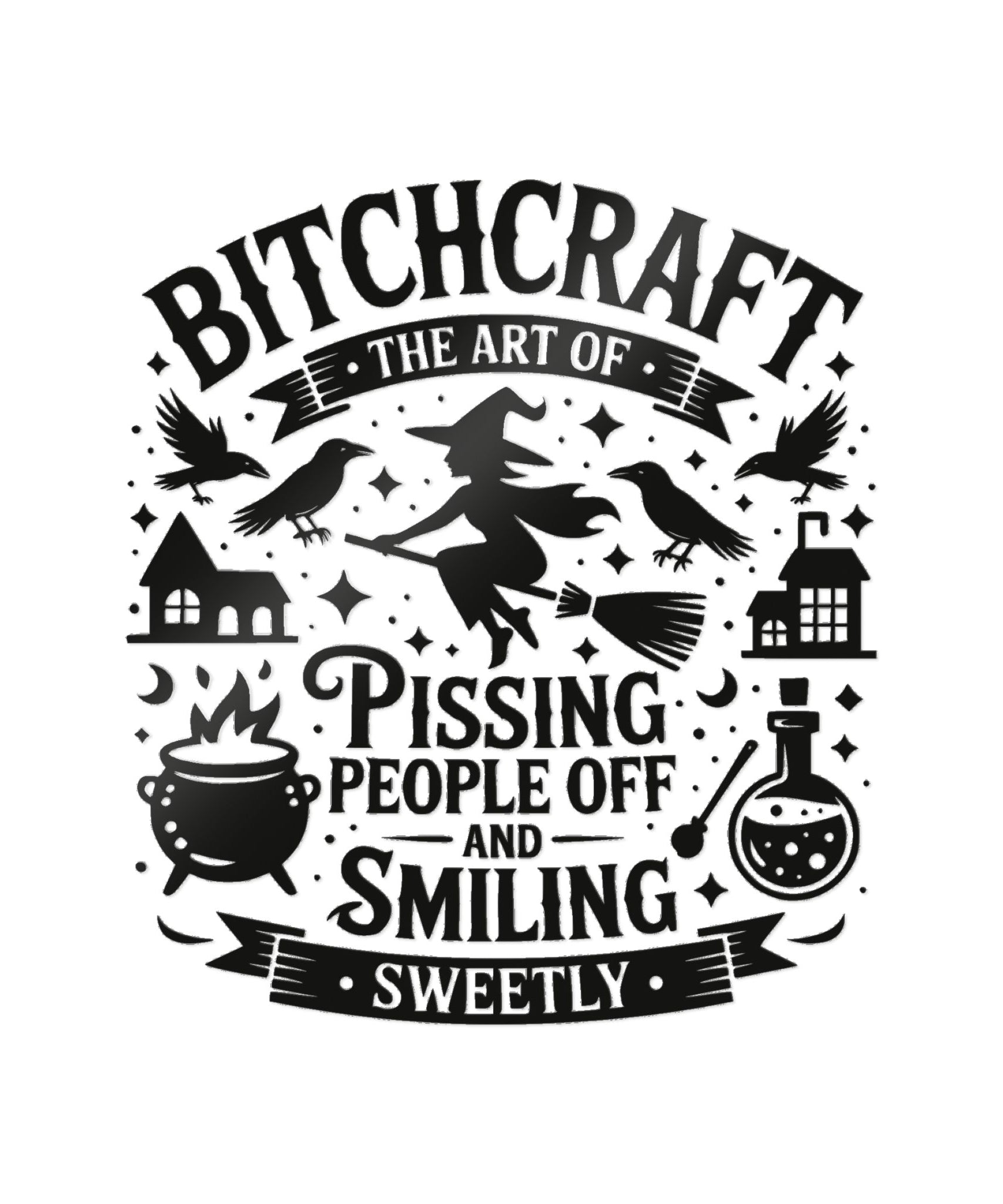 Die-Cut Stickers, Witchy Bitchcraft Decor - Halloween Gifts