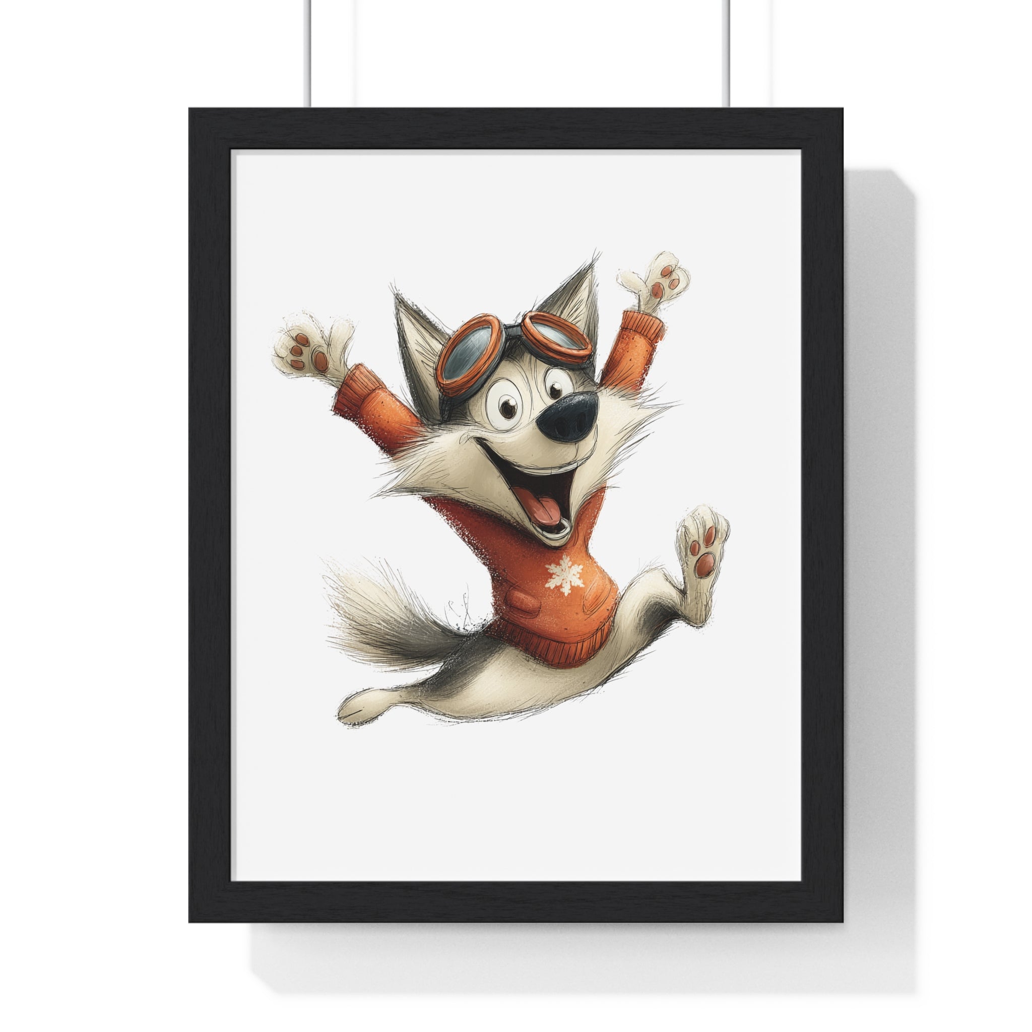 Cheerful Winter Dog in Goggles – Wooden Framed Wall Décor - Gallory Hive