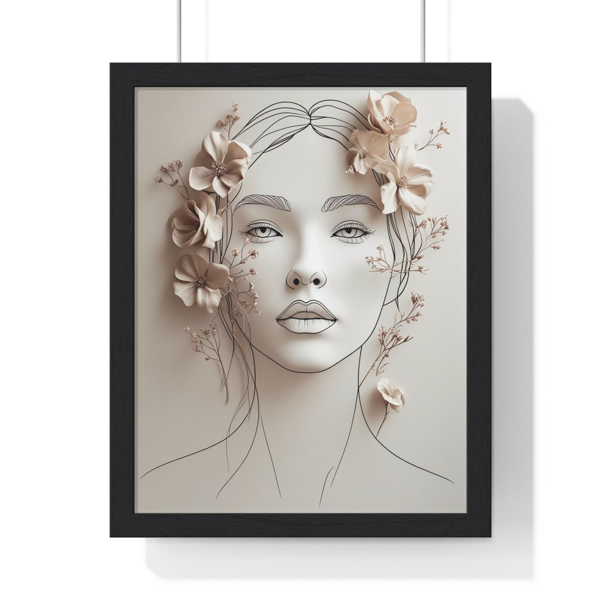 Minimalist Floral Woman Portrait Wooden Wall Art – Modern Line Art Decor - Gallory Hive