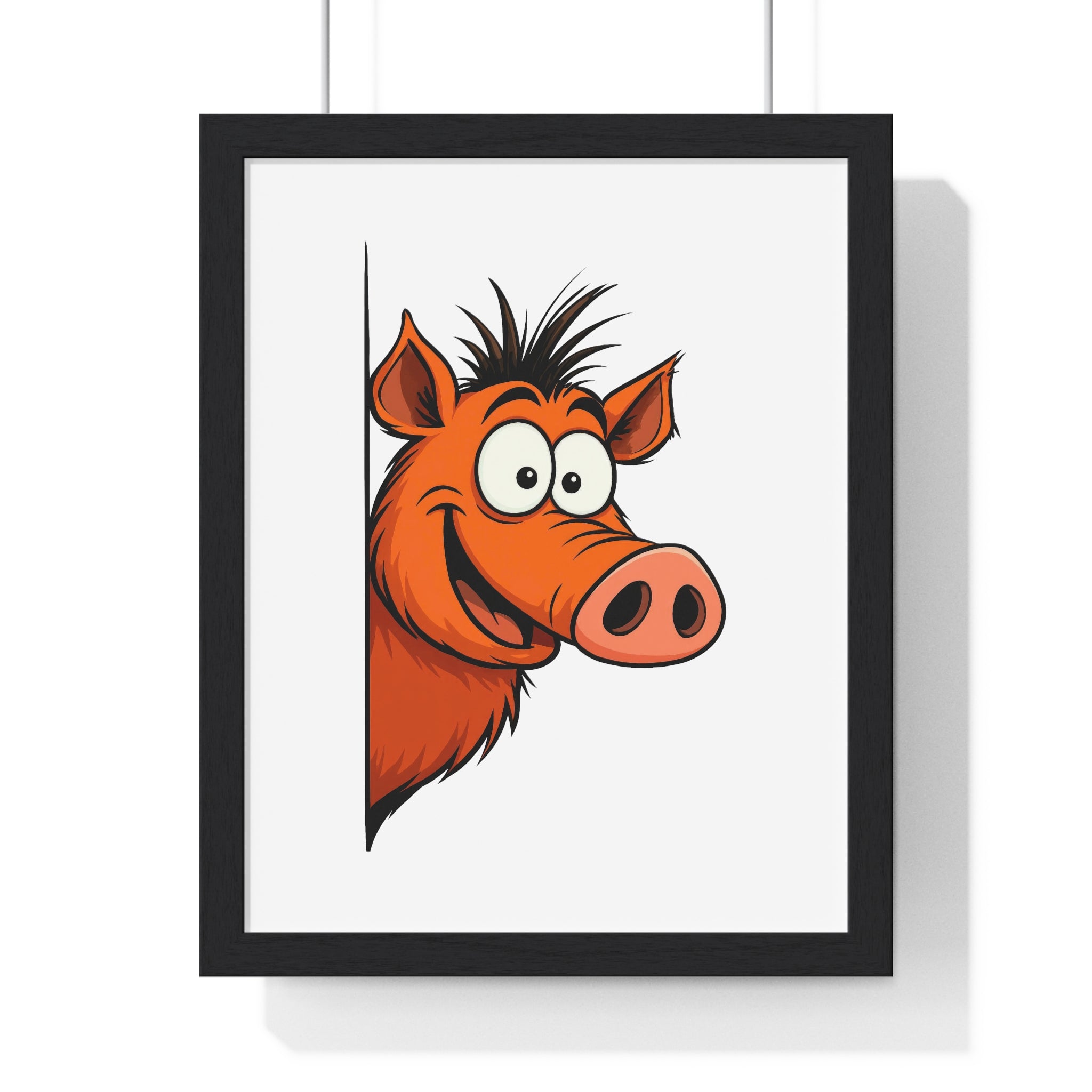 Wooden Frame Wall Decor with Goofy Boar Print
