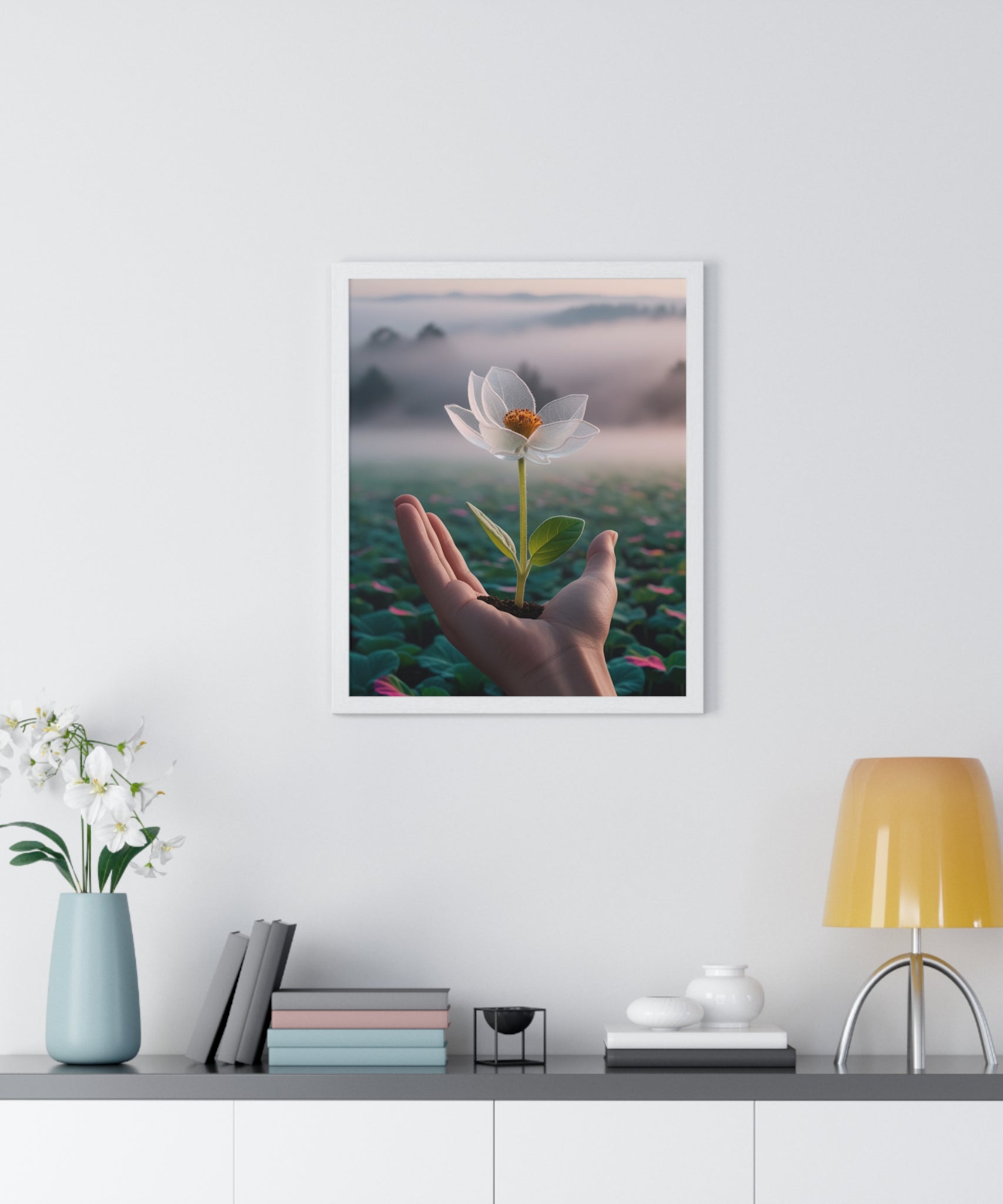 Framed Poster, Serene Floral Wall Art, Nature Print, Gift for Garden Lovers, Motivational Decor, Vertical Art Print - Gallory Hive
