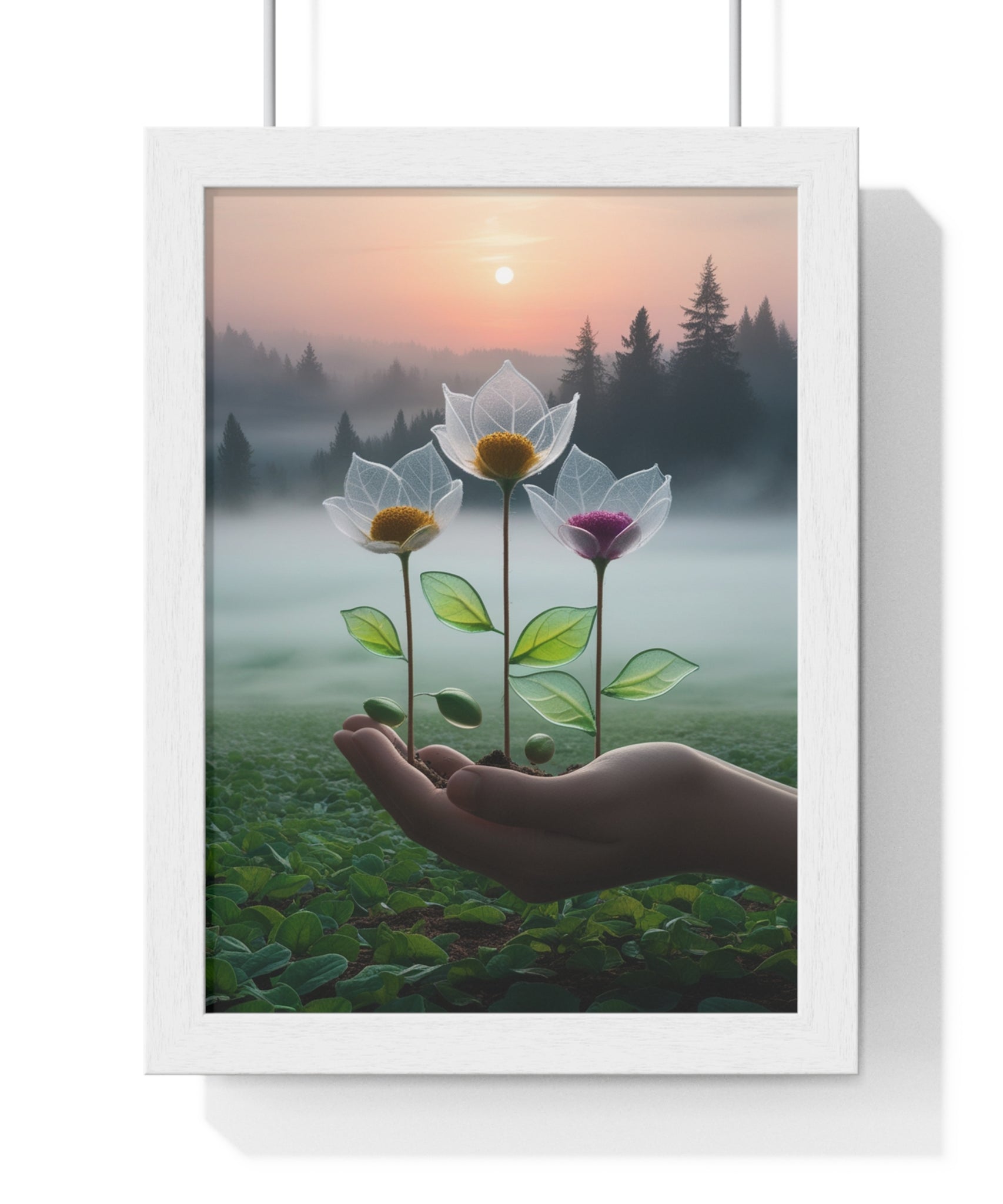 Nature Botanical Vertical Framed Poster, Serene Floral Wall Art, Inspirational Home Decor, Botanical Print, Gift for Garden Lovers - Gallory Hive