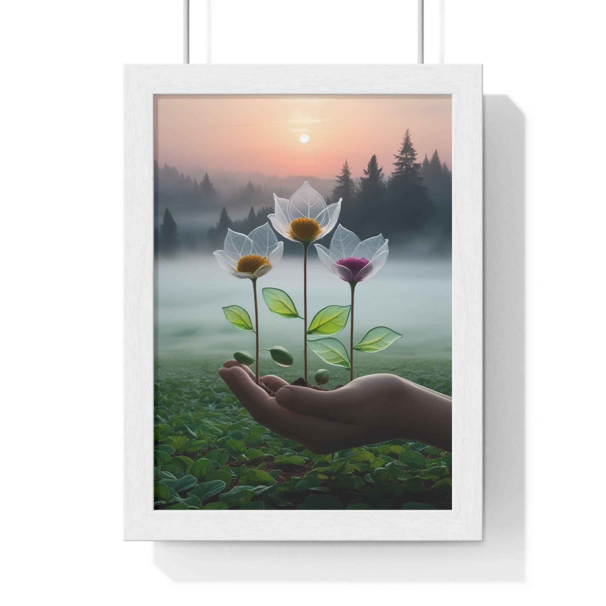 Nature Botanical Vertical Framed Poster, Serene Floral Wall Art, Inspirational Home Decor, Botanical Print, Gift for Garden Lovers