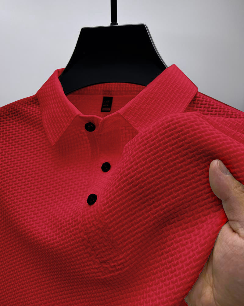 Men’s Textured Grey Polo Shirt – Modern Fit