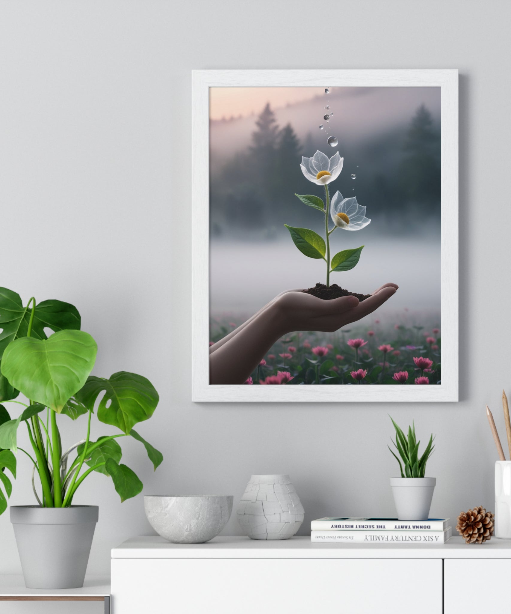 Vertical Framed Poster - Floral Growth Inspirational Wall Art, Botanical Decor, Nature Lovers Gift, Modern Aesthetic, Home Office Decoration - Gallory Hive