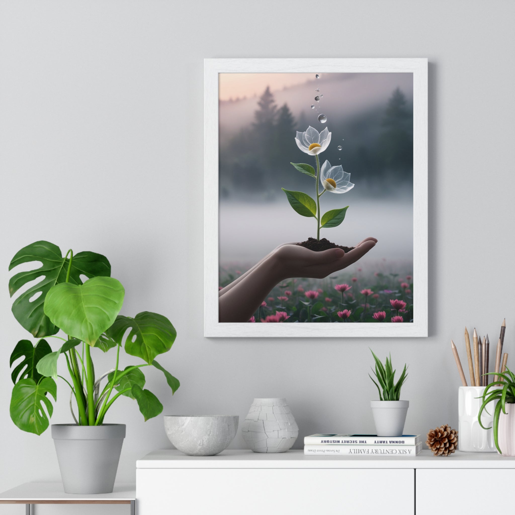 Vertical Framed Poster - Floral Growth Inspirational Wall Art, Botanical Decor, Nature Lovers Gift, Modern Aesthetic, Home Office Decoration - Gallory Hive