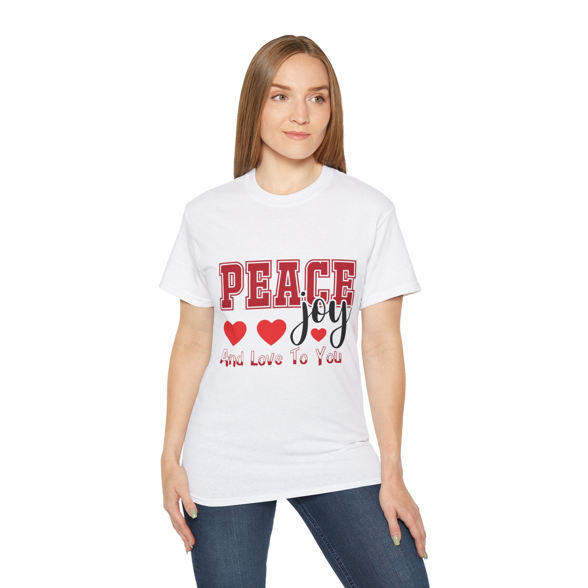 Peace, Joy & Love Retro Christmas T-Shirt | Gallory Hive