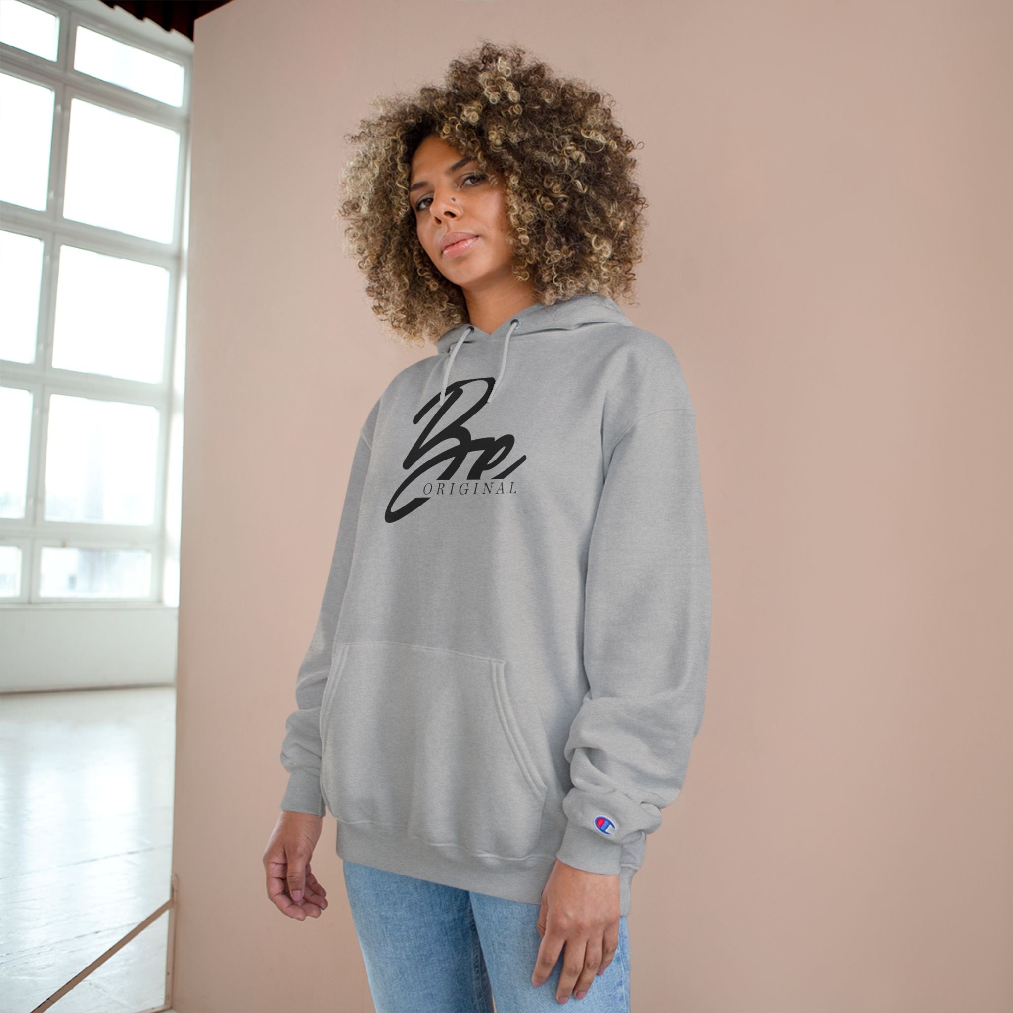 Champion Hoodie - Be Original Minimalist Hand Sign Print