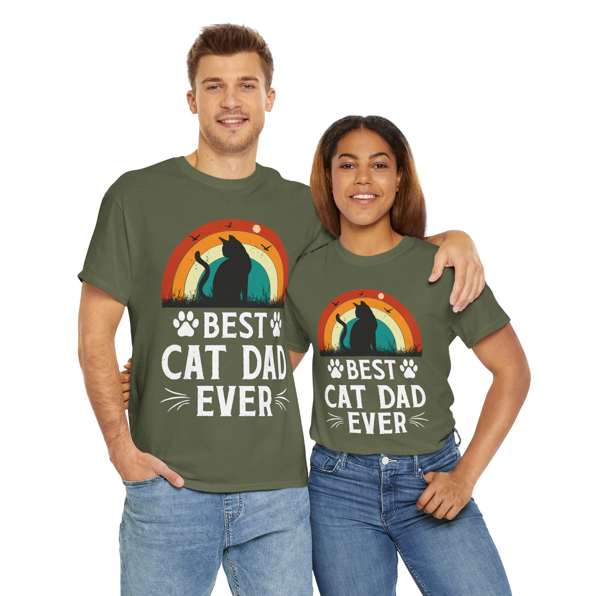 Best Cat Dad Ever T-Shirt Retro