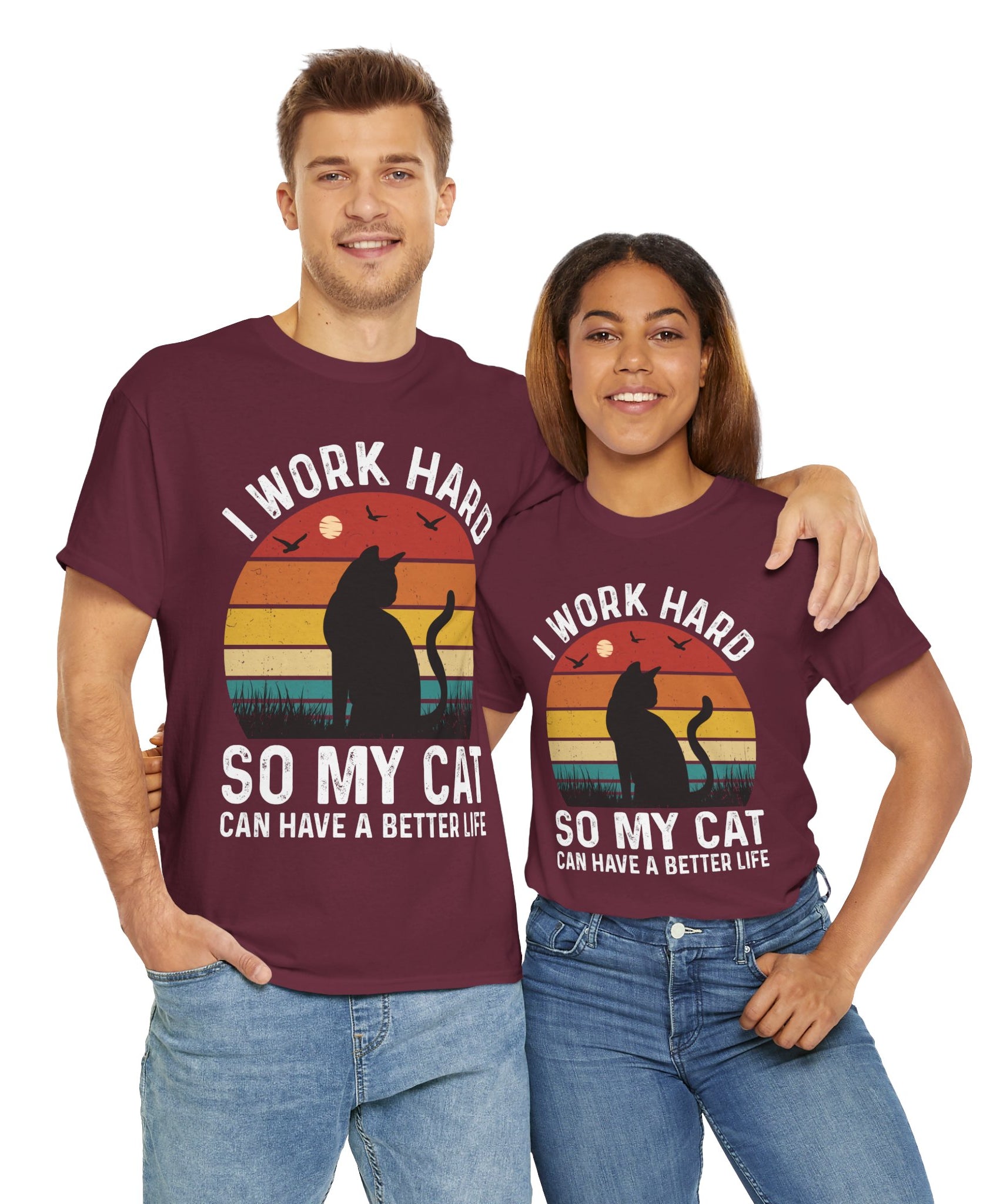 Retro Cat Lover Tee - Work Hard for My Pet