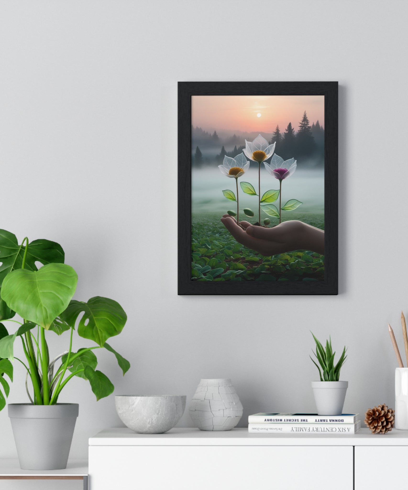 Nature Botanical Vertical Framed Poster, Serene Floral Wall Art, Inspirational Home Decor, Botanical Print, Gift for Garden Lovers - Gallory Hive