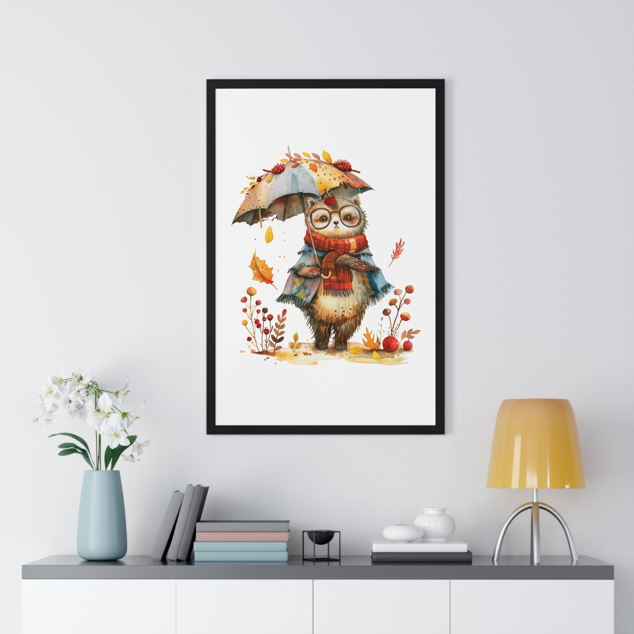 Autumn Sloth Wall Art – Framed Fall Decor | Gallory Hive