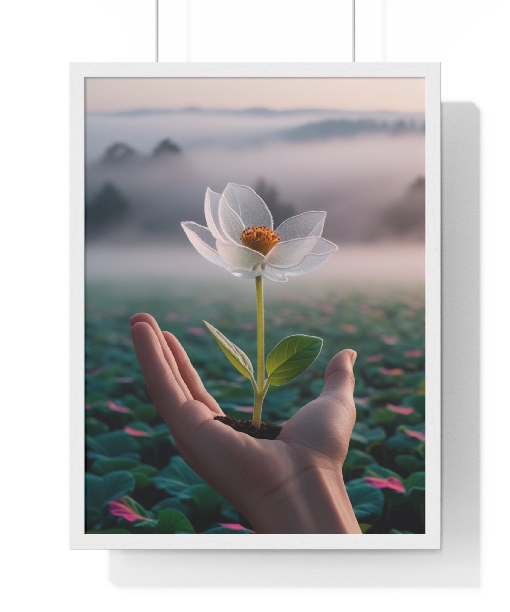 Framed Poster, Serene Floral Wall Art, Nature Print, Gift for Garden Lovers, Motivational Decor, Vertical Art Print - Gallory Hive