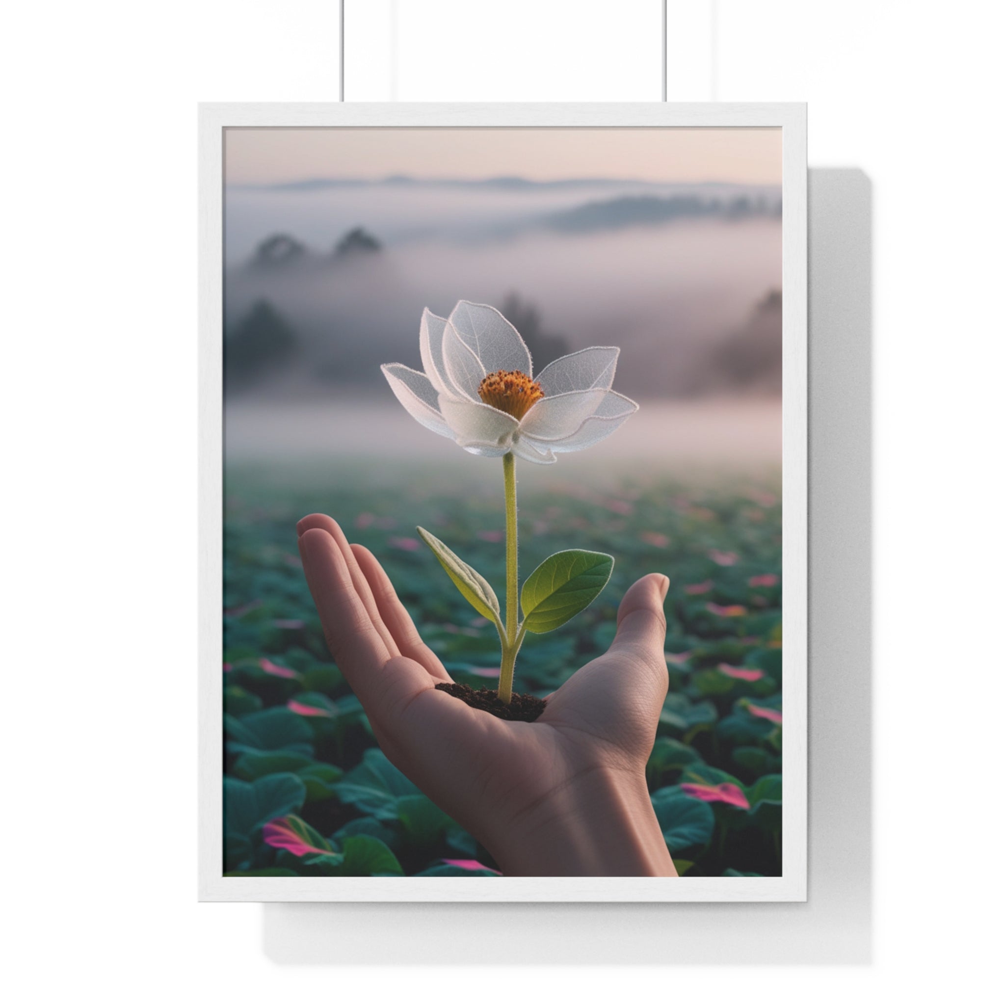 Framed Poster, Serene Floral Wall Art, Nature Print, Gift for Garden Lovers, Motivational Decor, Vertical Art Print