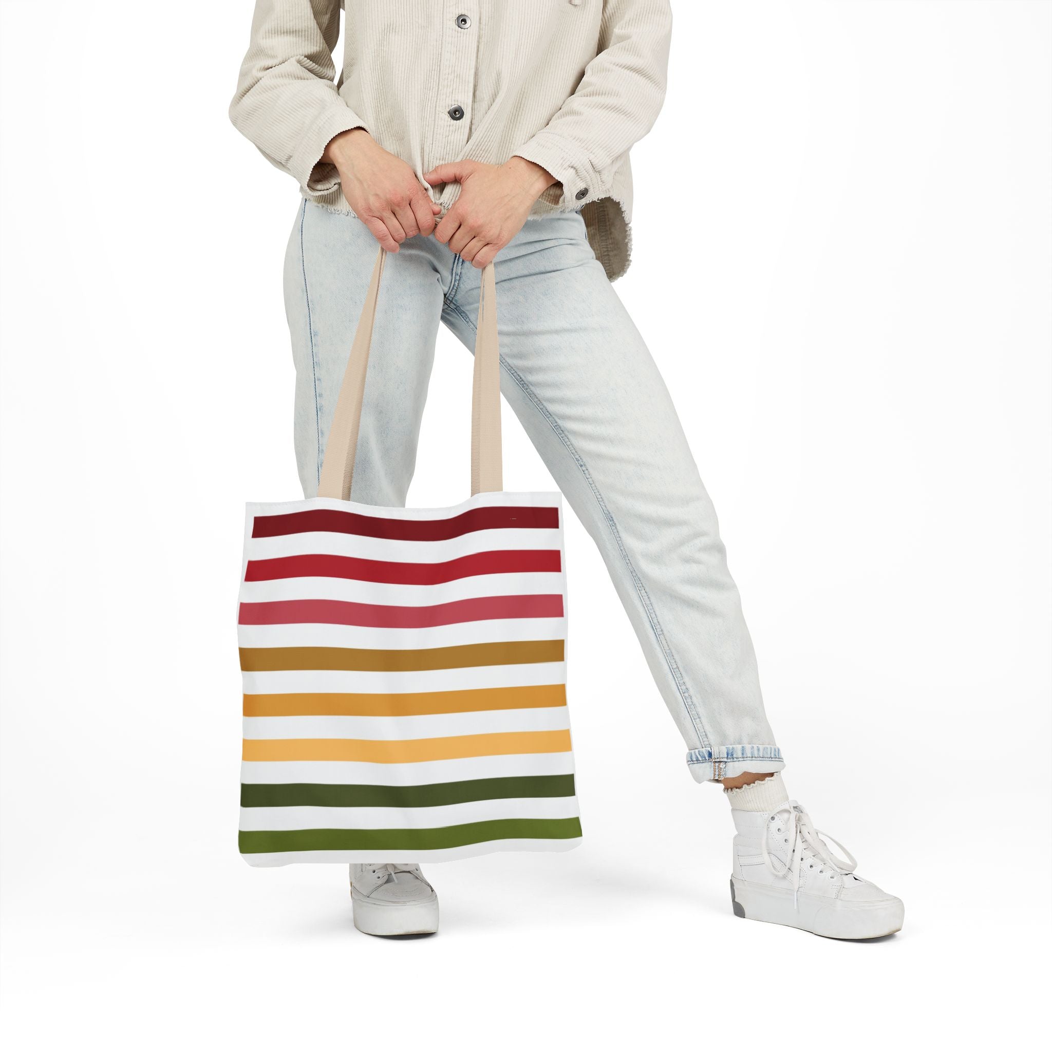 Multicolor Horizontal Lines Canvas Tote