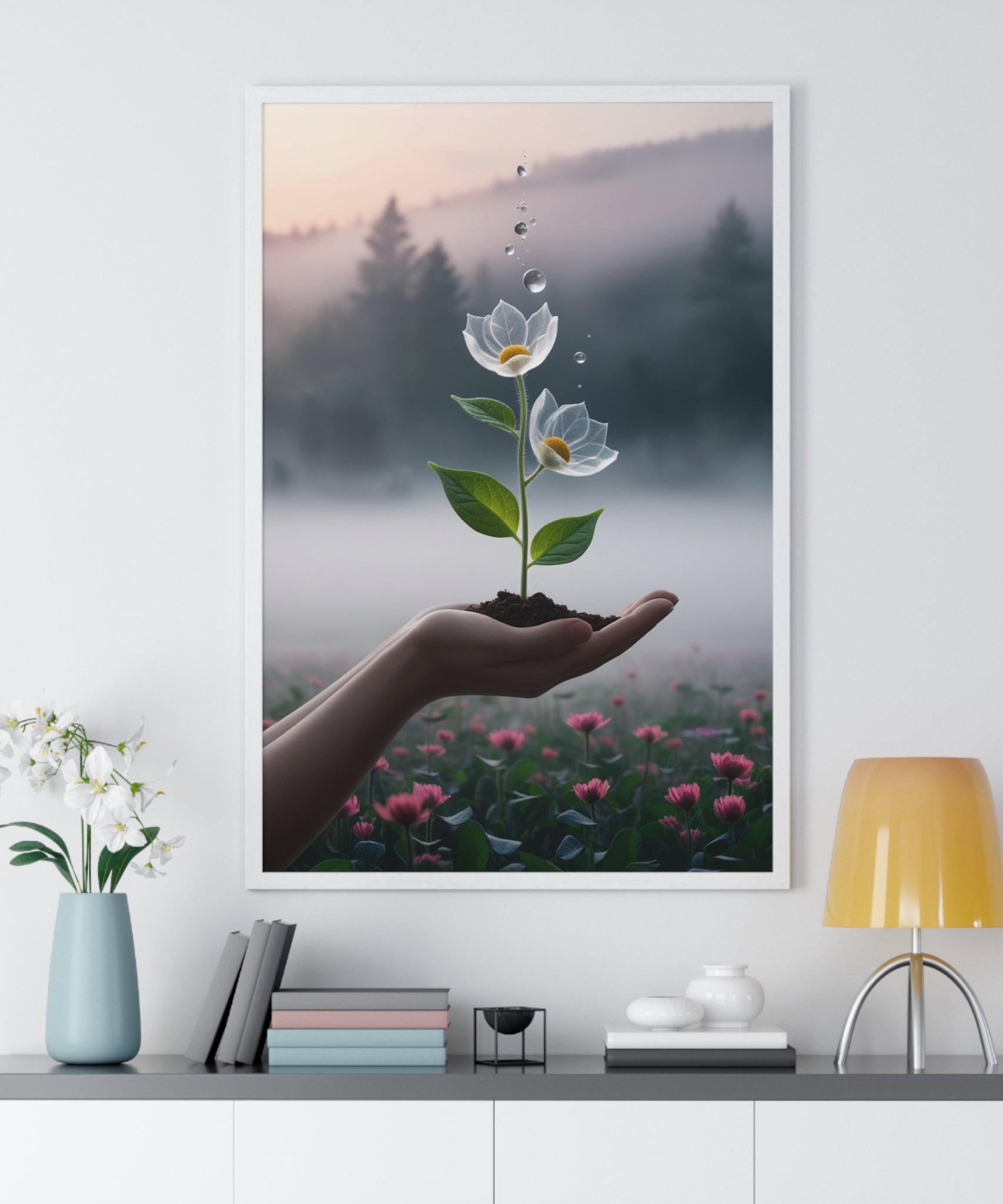 Vertical Framed Poster - Floral Growth Inspirational Wall Art, Botanical Decor, Nature Lovers Gift, Modern Aesthetic, Home Office Decoration - Gallory Hive