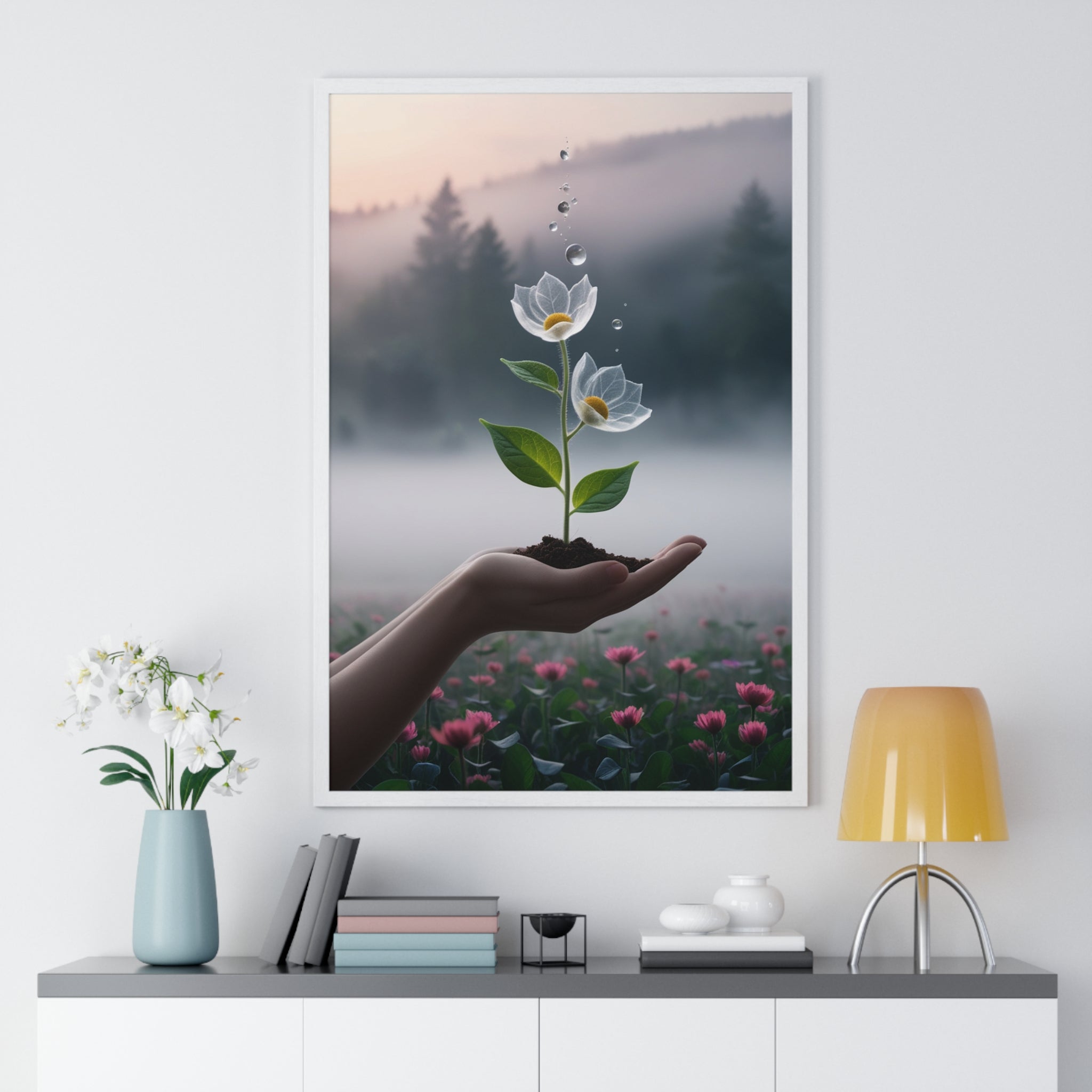 Vertical Framed Poster - Floral Growth Inspirational Wall Art, Botanical Decor, Nature Lovers Gift, Modern Aesthetic, Home Office Decoration - Gallory Hive
