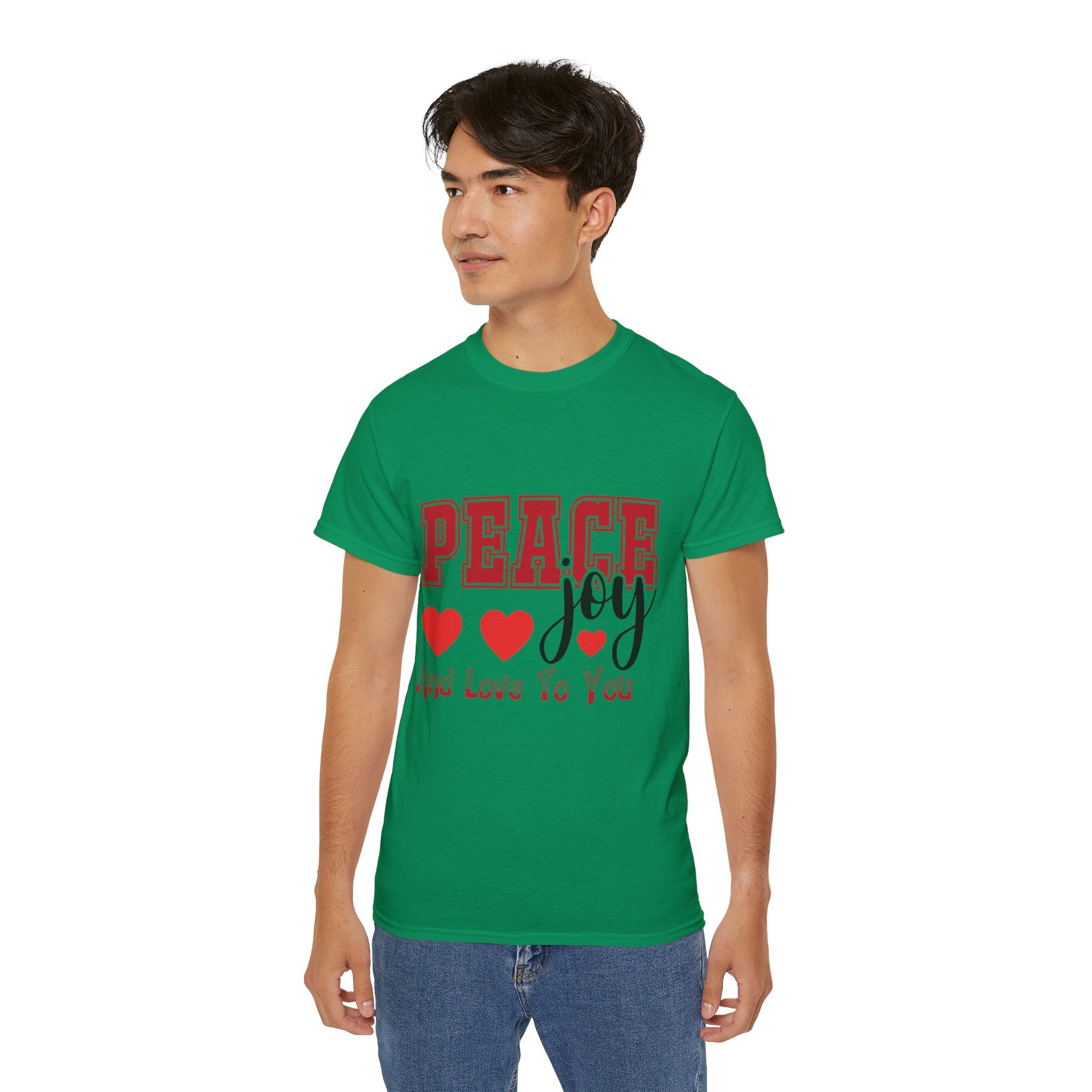 Peace, Joy & Love Retro Christmas T-Shirt | Gallory Hive