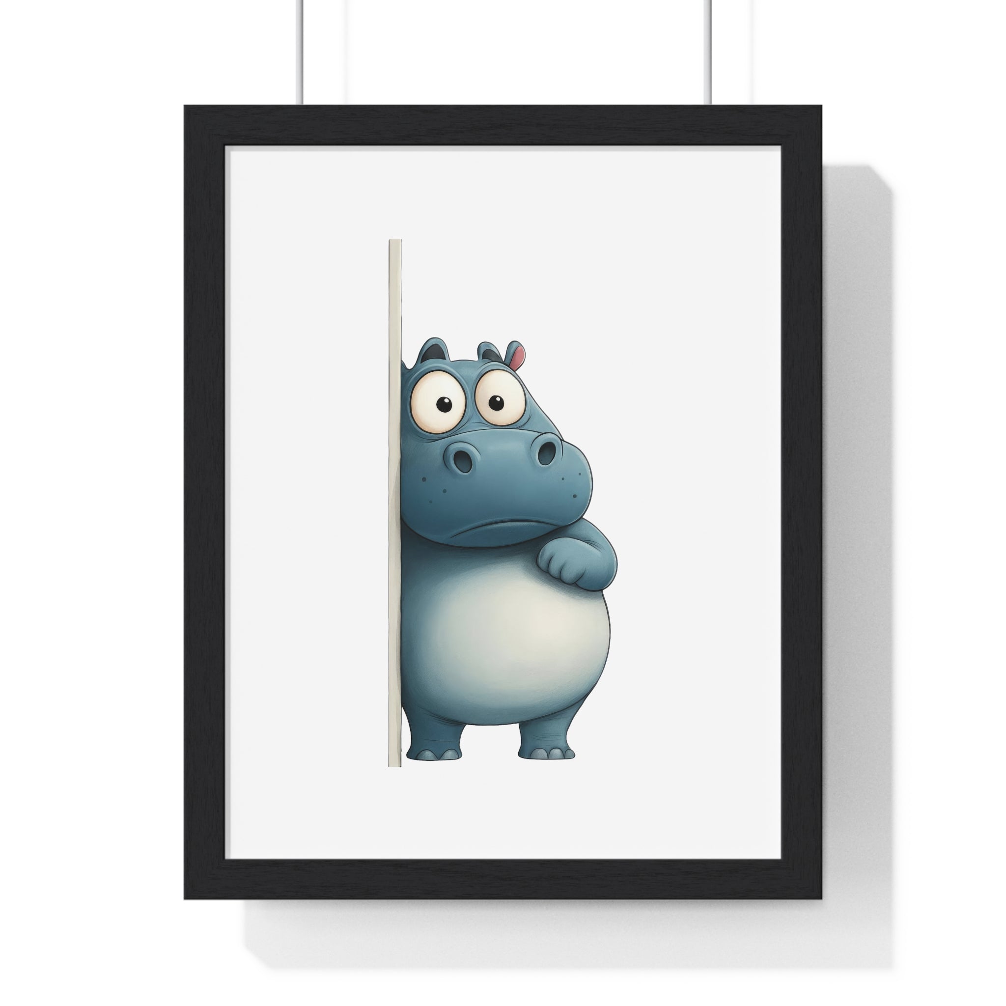 Shy Hippo Wooden Frame Wall Décor