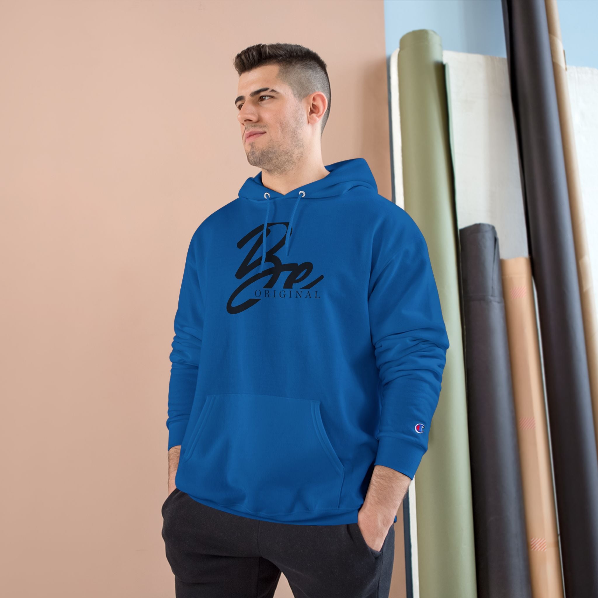Champion Hoodie - Be Original Minimalist Hand Sign Print