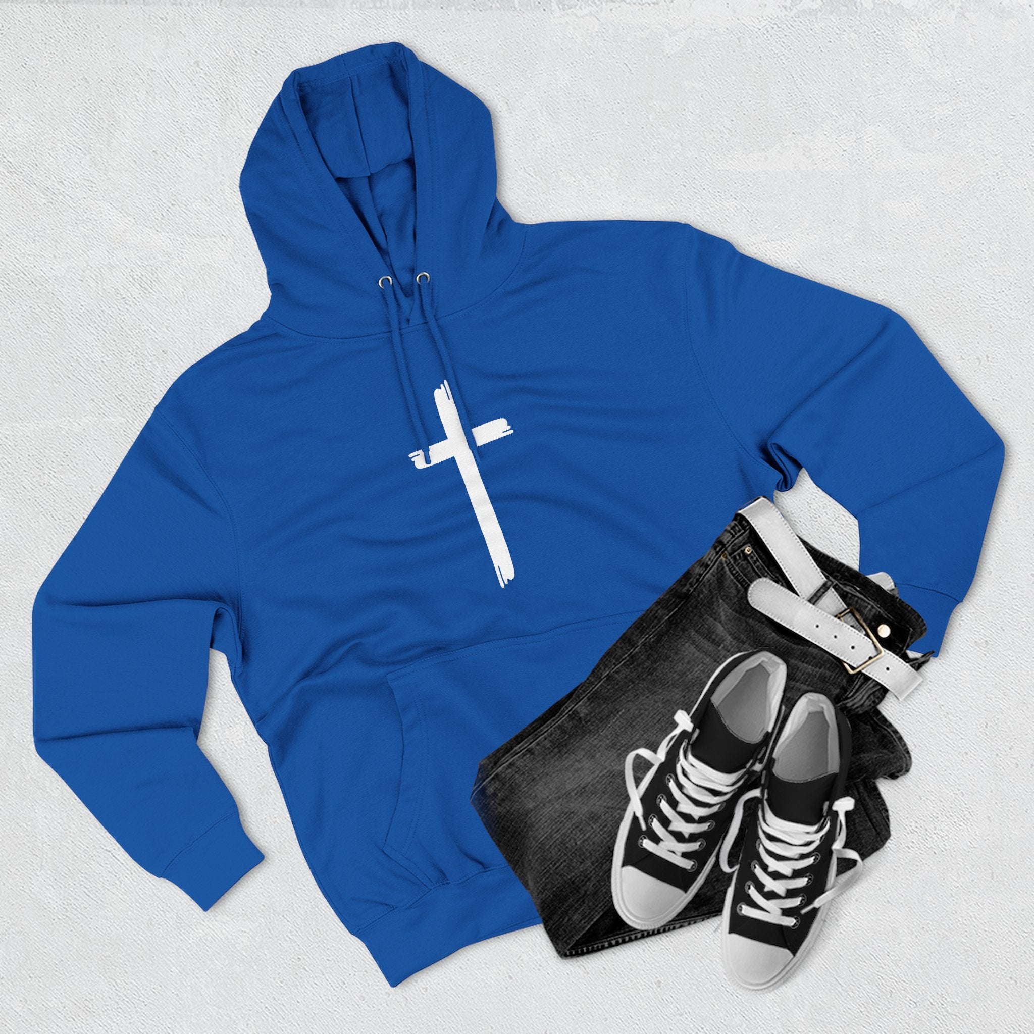 Faith-Inspired Fleece Hoodie, Comfortable Hoodie, Spiritual Gift, Cross Design, Inspirational Fashion, Cozy & Stylish