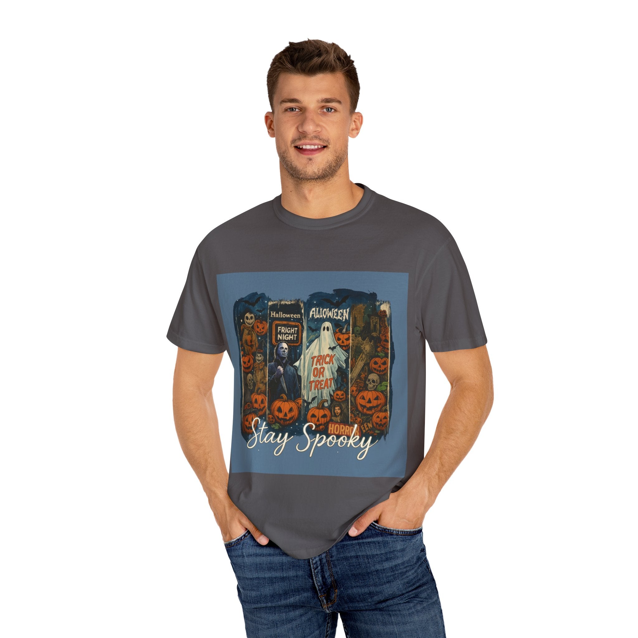 Stay Spooky Halloween Horror T-Shirt – Retro Slasher, Ghost, Pumpkins & Fright Night Design - Gallory Hive
