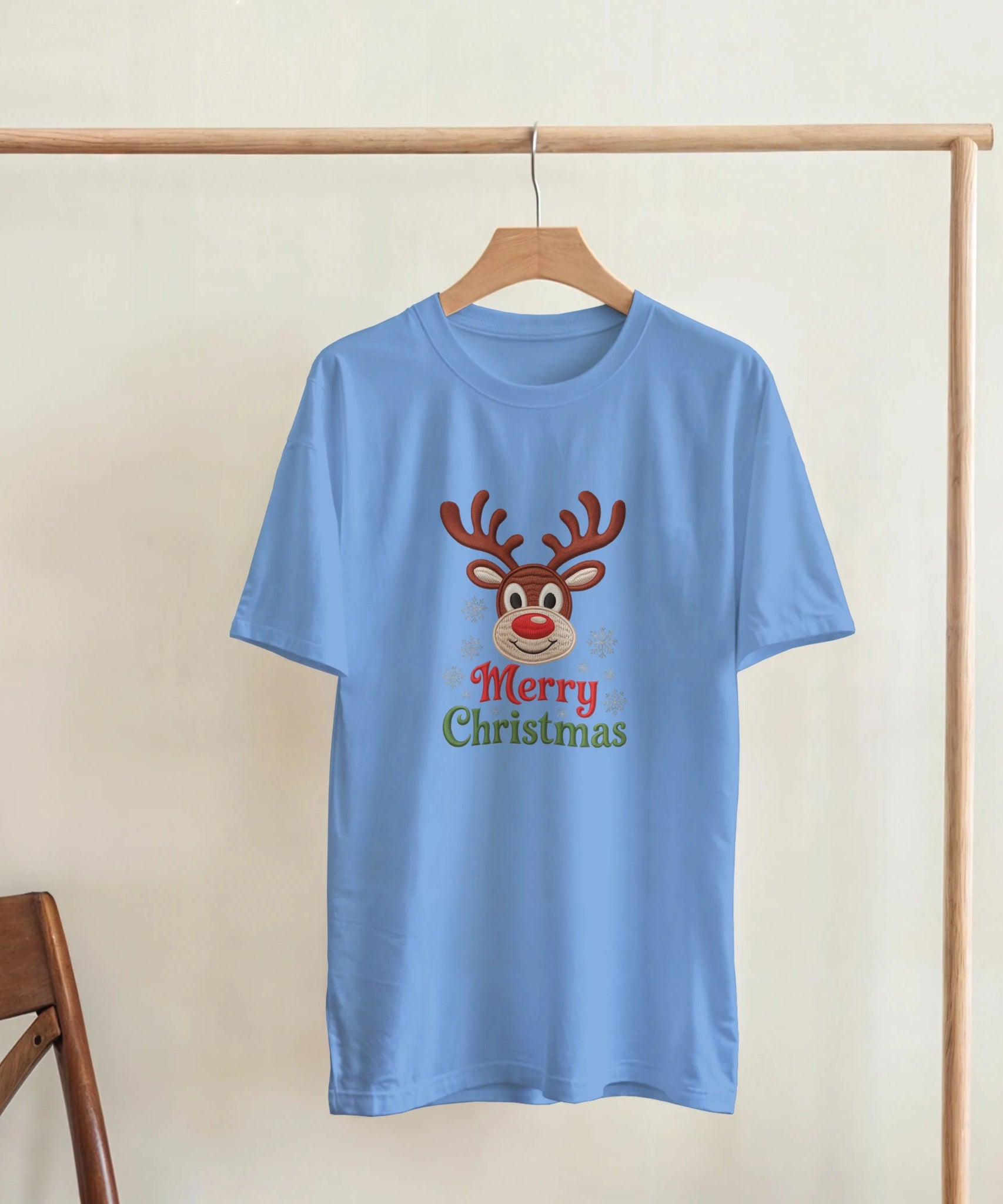 Festive Reindeer Merry Christmas Crewneck T-Shirt | Gallory Hive