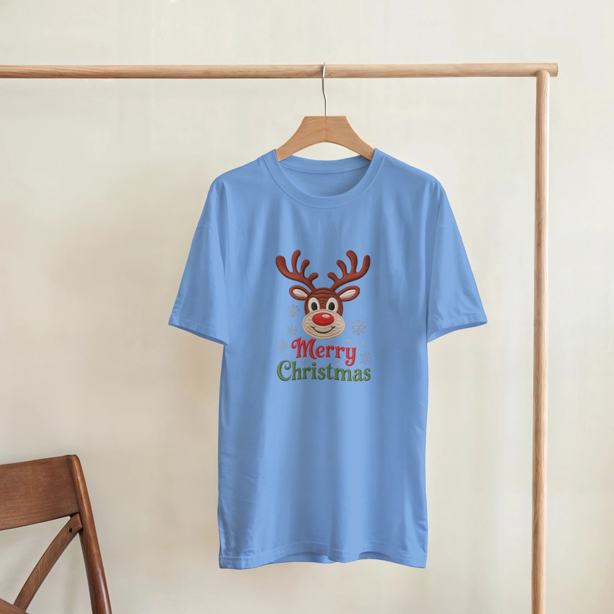 Festive Reindeer Merry Christmas Crewneck T-Shirt | Gallory Hive