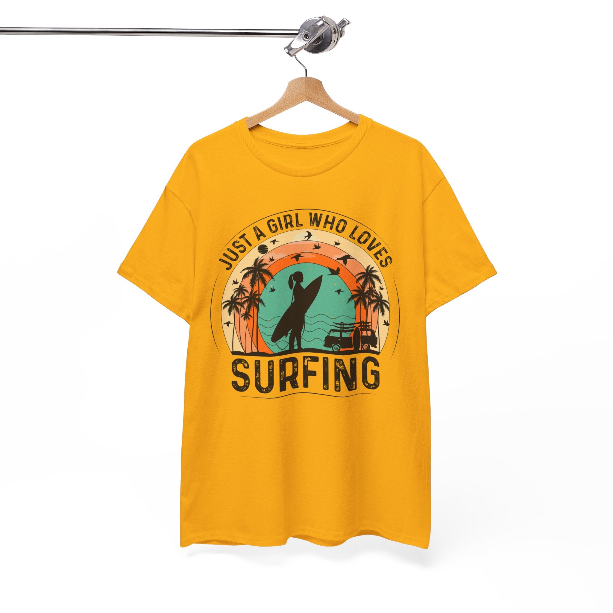 Beach Girl Surfing Retro Tee