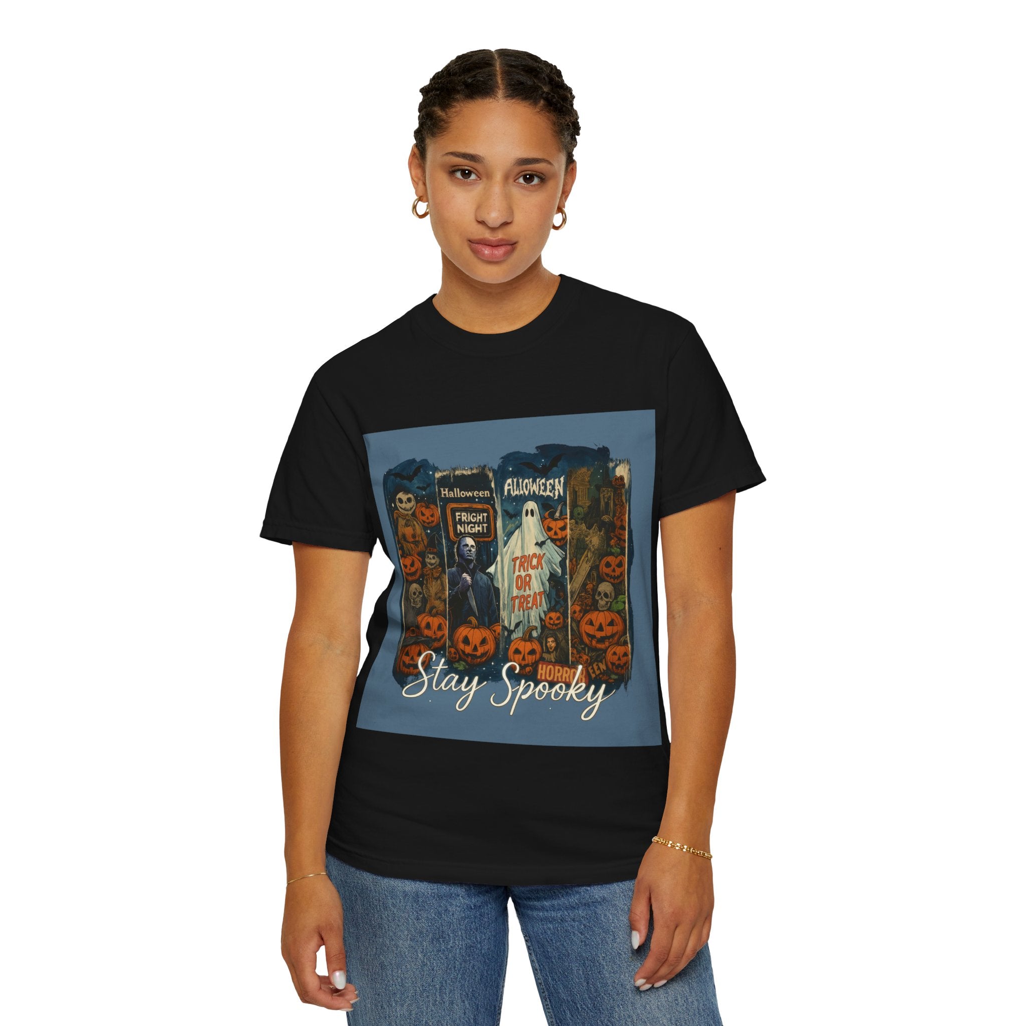 Stay Spooky Halloween Horror T-Shirt – Retro Slasher, Ghost, Pumpkins & Fright Night Design - Gallory Hive