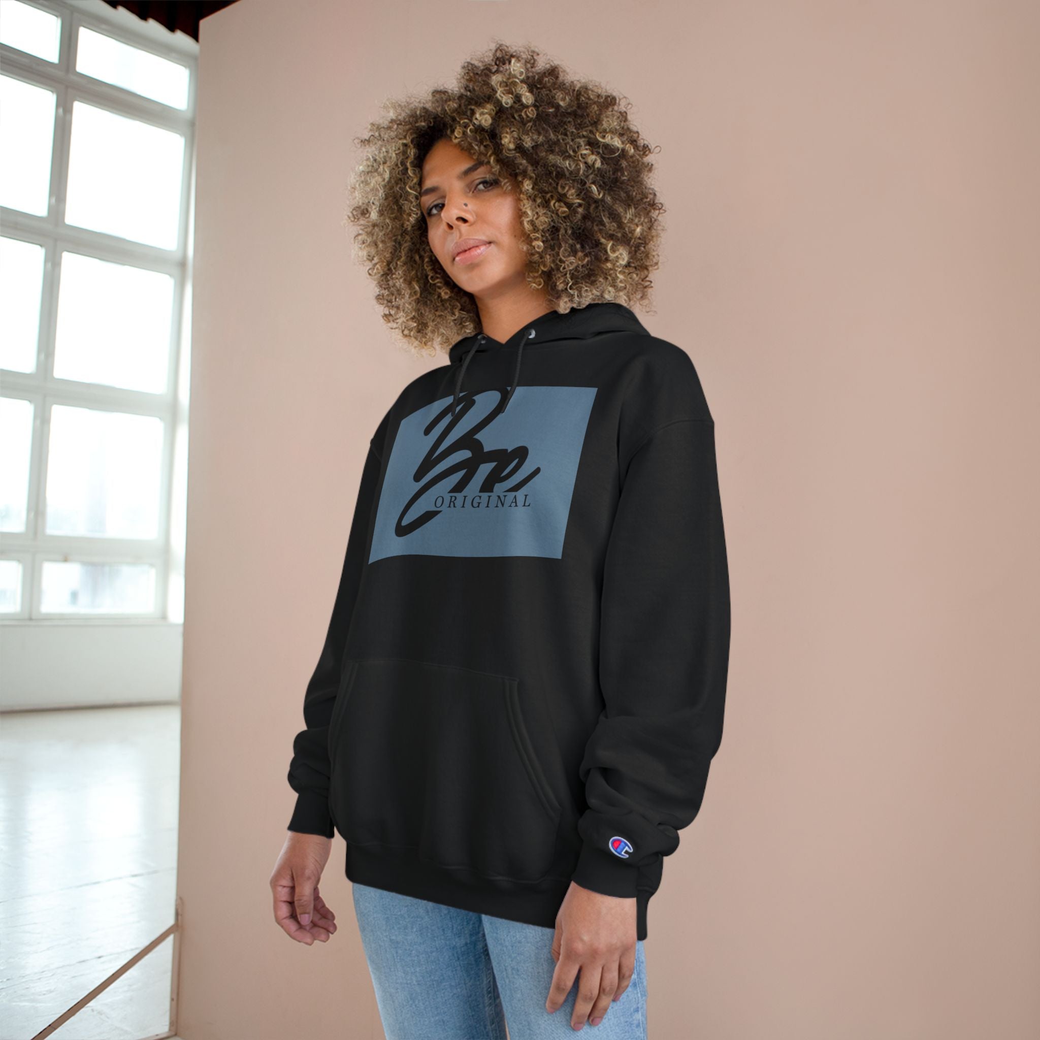 Champion Hoodie - Be Original Minimalist Hand Sign Print