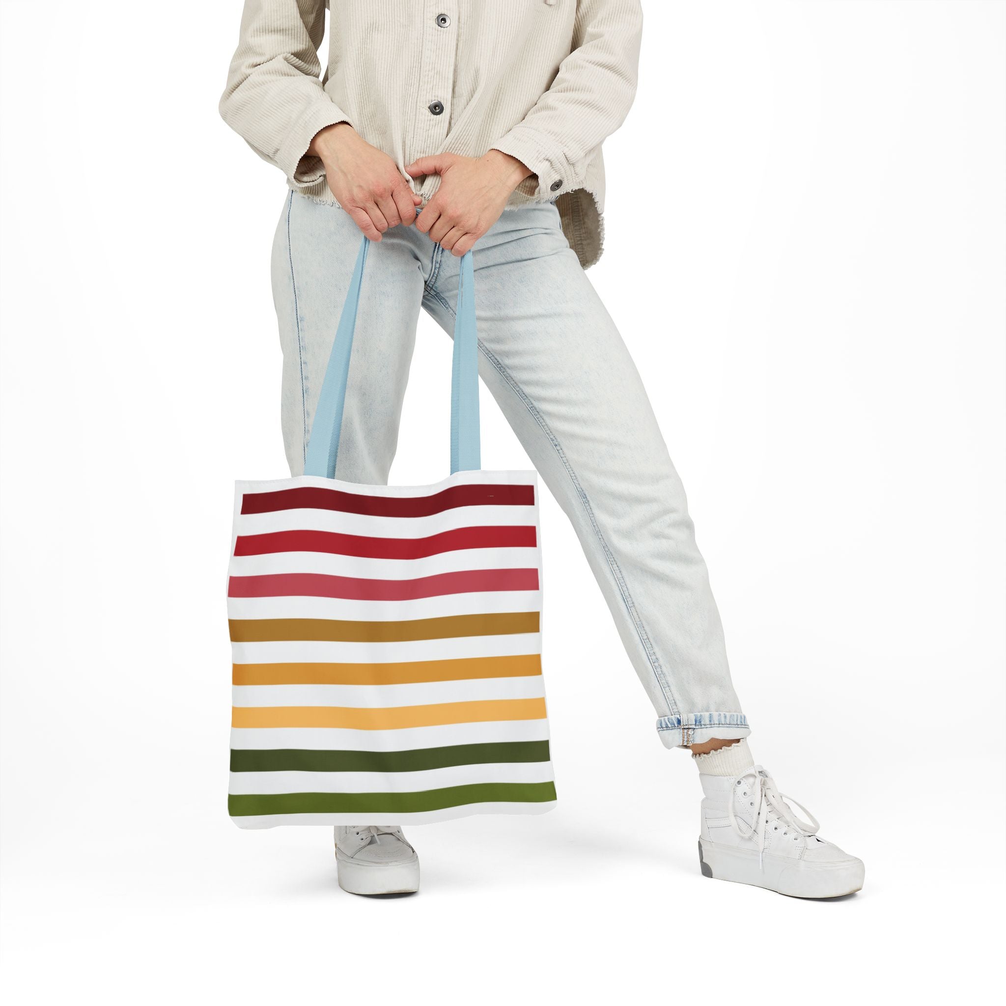 Multicolor Horizontal Lines Canvas Tote