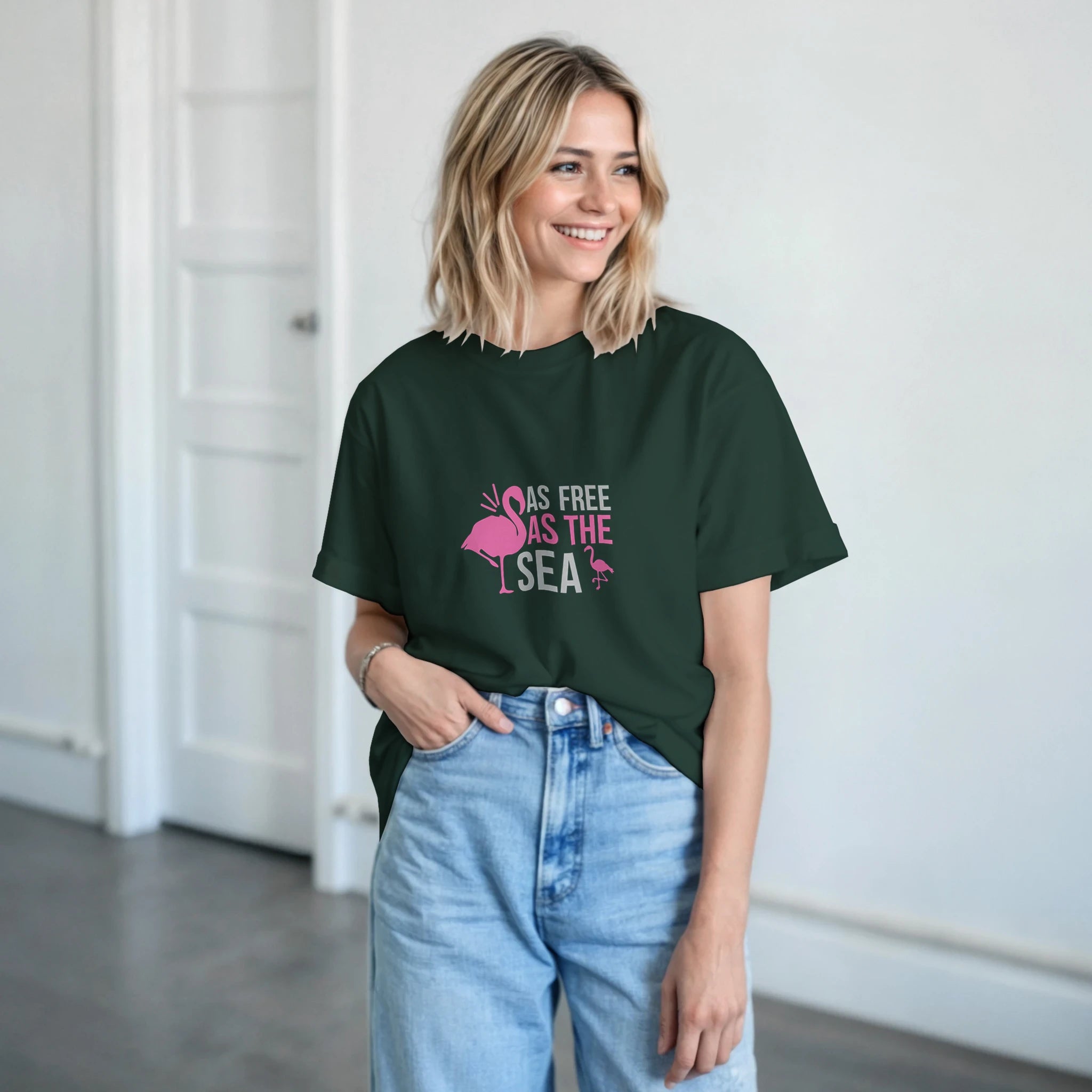 Unisex Tee – As Free As The Sea Flamingo | Gallory Hive