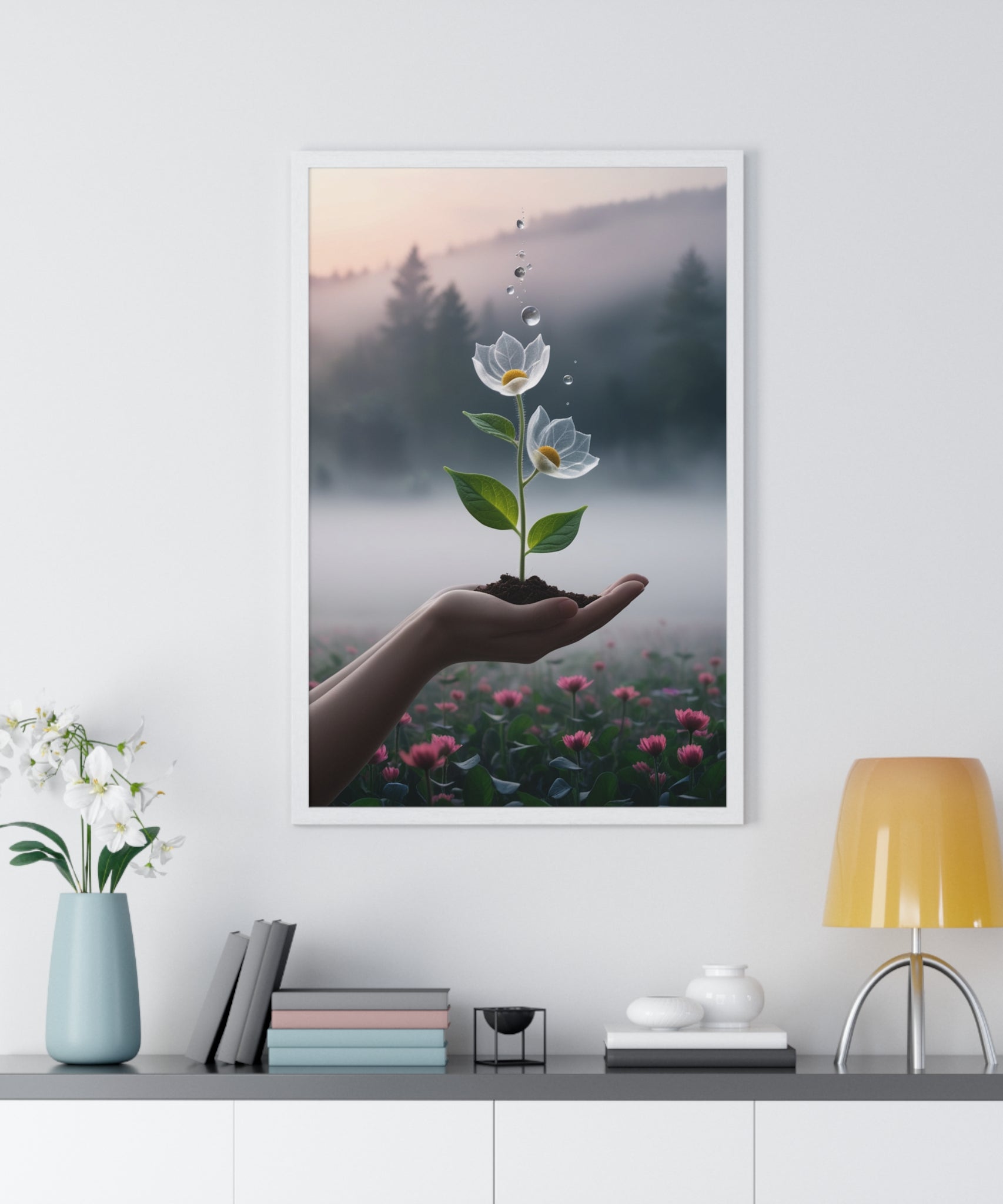 Vertical Framed Poster - Floral Growth Inspirational Wall Art, Botanical Decor, Nature Lovers Gift, Modern Aesthetic, Home Office Decoration - Gallory Hive
