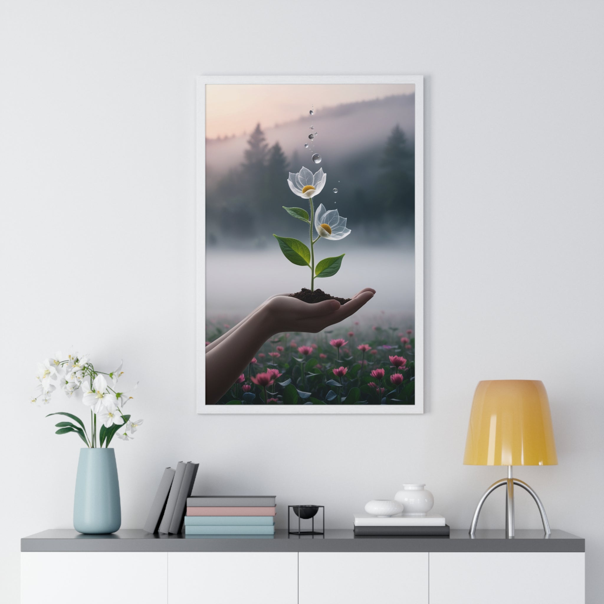 Vertical Framed Poster - Floral Growth Inspirational Wall Art, Botanical Decor, Nature Lovers Gift, Modern Aesthetic, Home Office Decoration - Gallory Hive