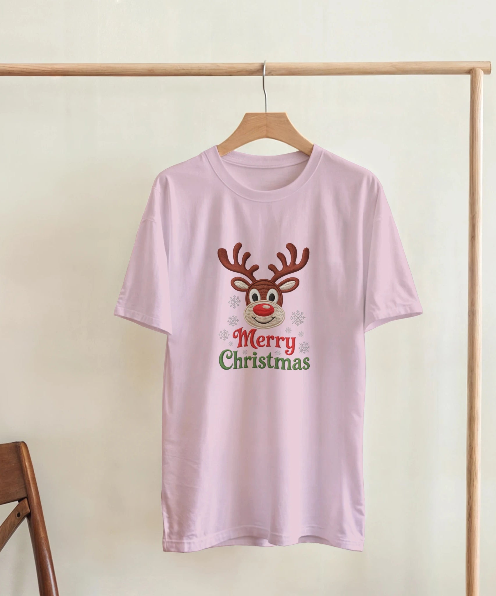 Festive Reindeer Merry Christmas Crewneck T-Shirt | Gallory Hive