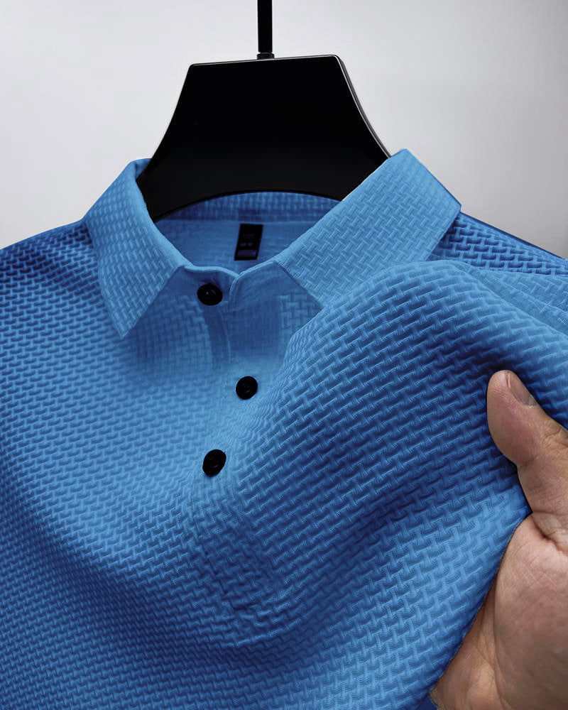 Men’s Textured Grey Polo Shirt – Modern Fit