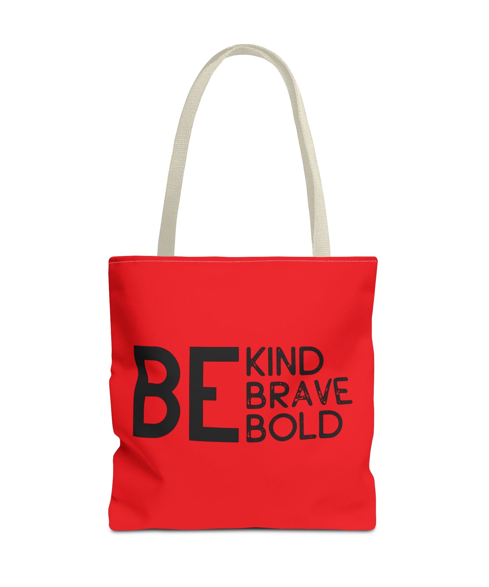 Inspirational Tote Bag - Be Kind Brave Bold - Eco-Friendly Carryall - Red