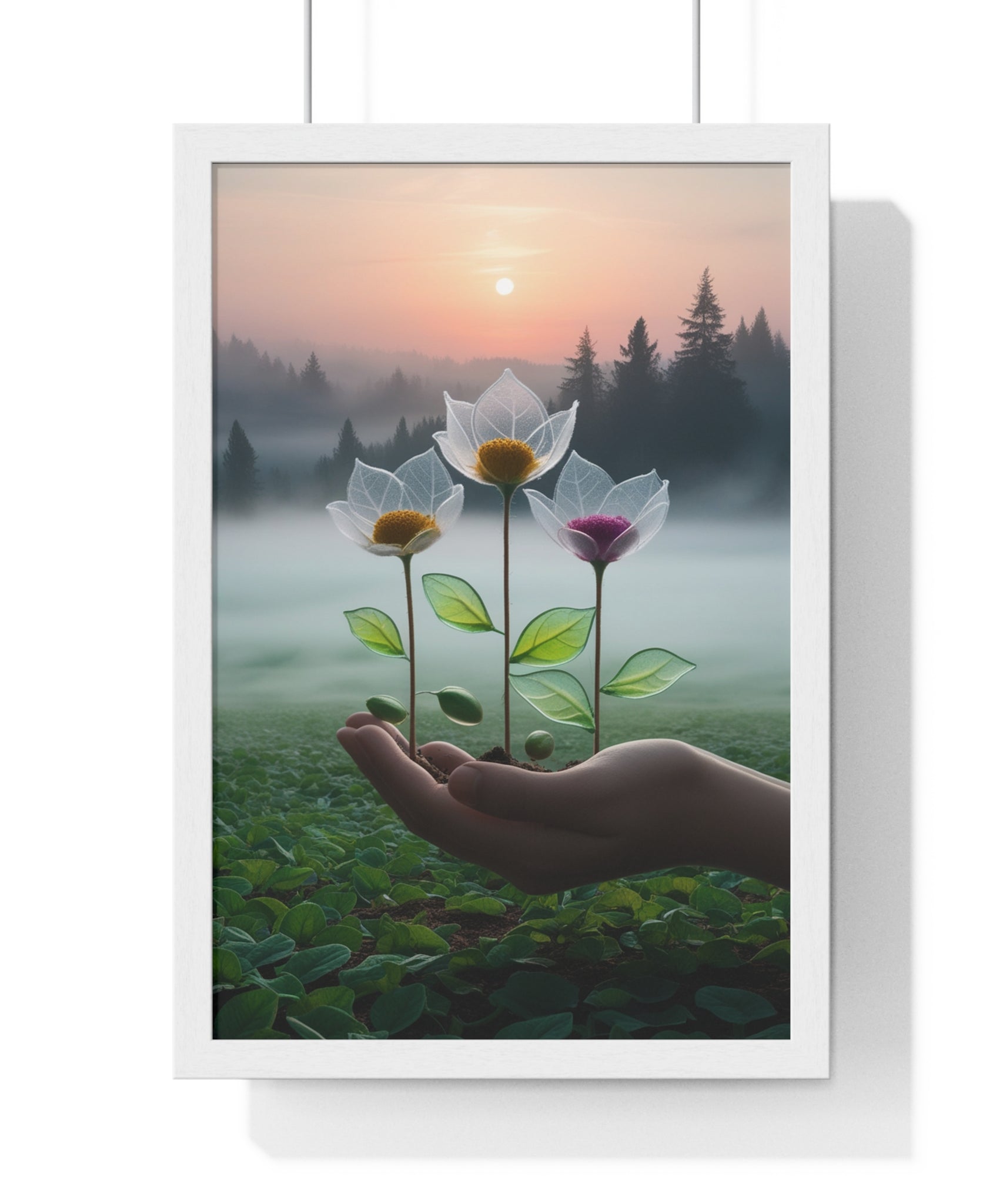 Nature Botanical Vertical Framed Poster, Serene Floral Wall Art, Inspirational Home Decor, Botanical Print, Gift for Garden Lovers - Gallory Hive