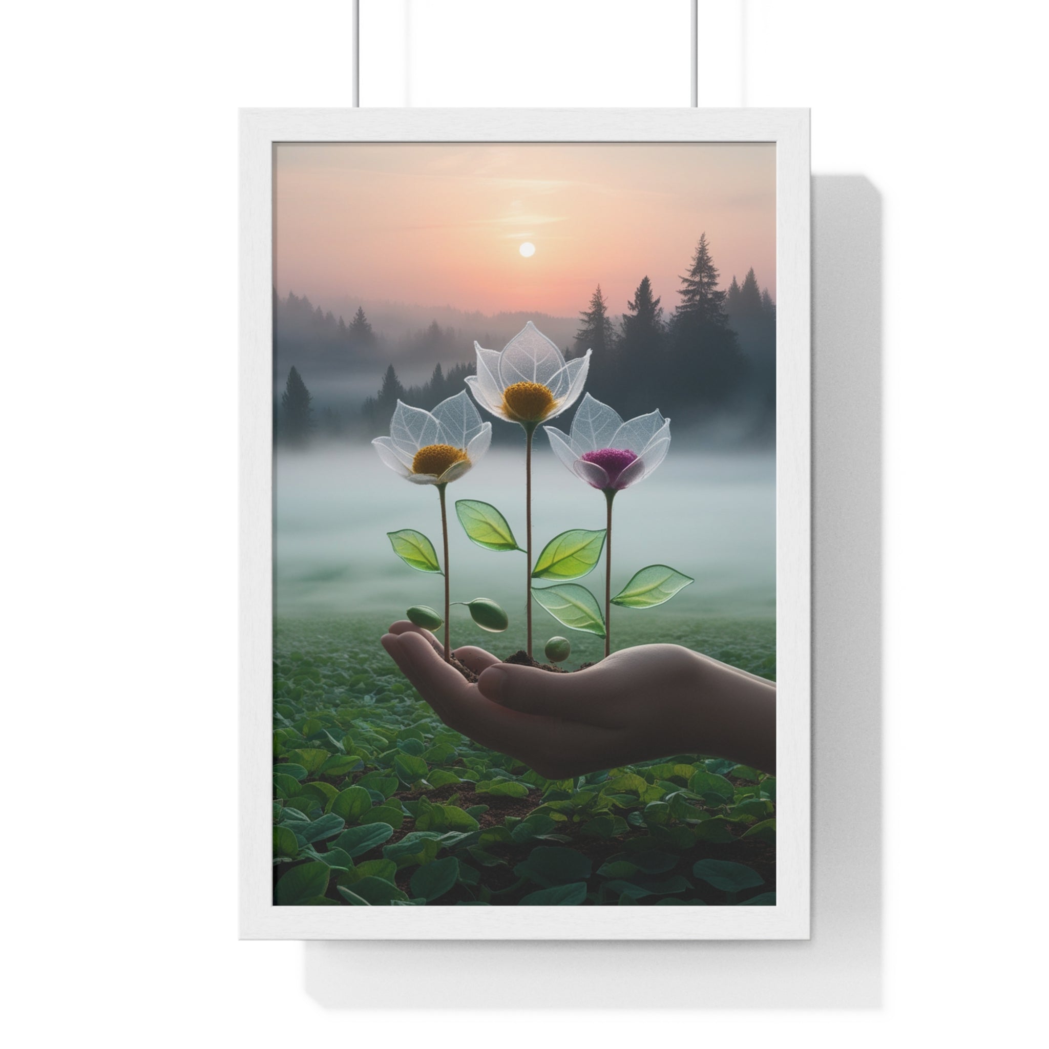 Nature Botanical Vertical Framed Poster, Serene Floral Wall Art, Inspirational Home Decor, Botanical Print, Gift for Garden Lovers