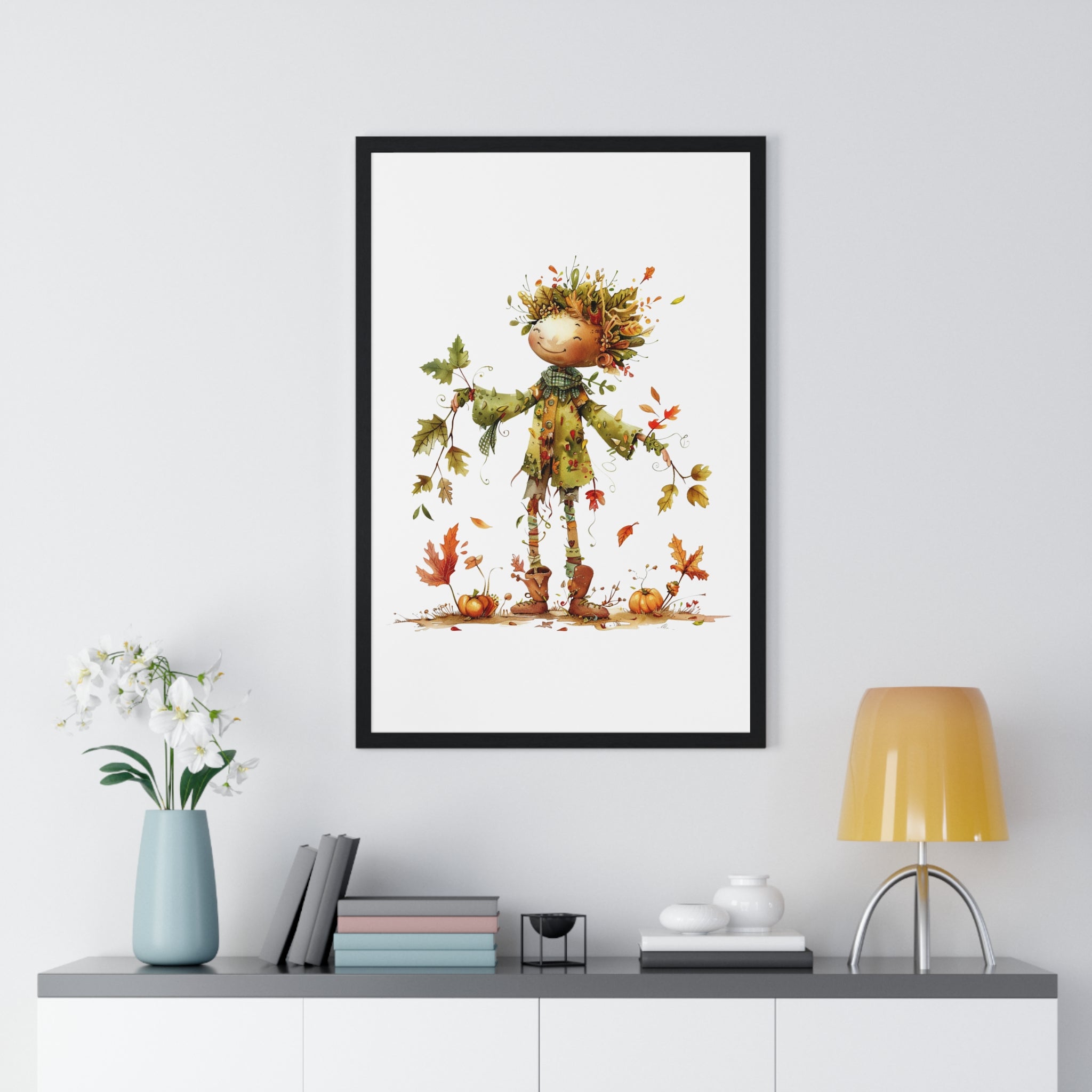 Cheerful Autumn Spirit Wooden Framed Wall Art