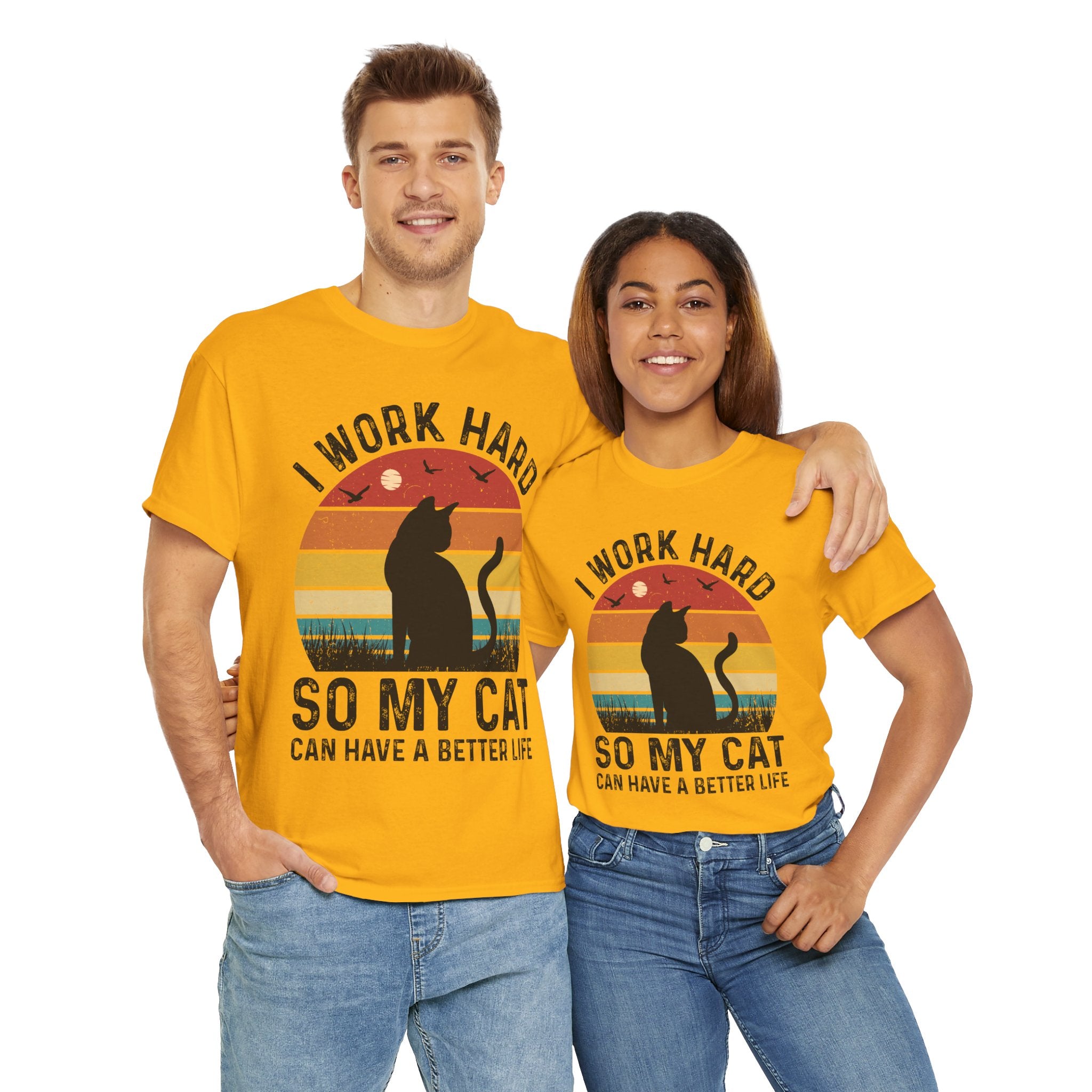 Retro Cat Lover Tee - Work Hard for My Pet