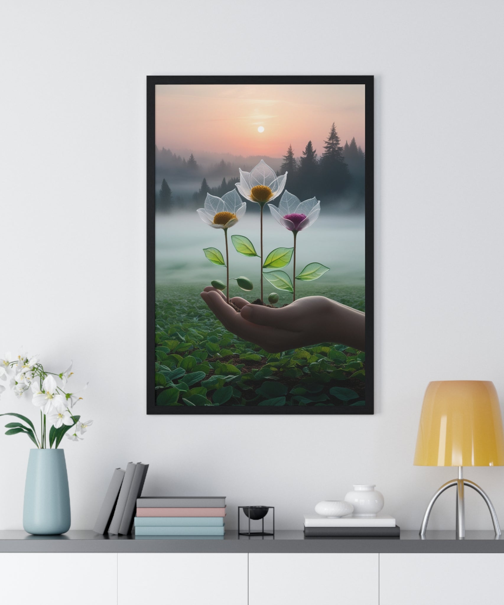 Nature Botanical Vertical Framed Poster, Serene Floral Wall Art, Inspirational Home Decor, Botanical Print, Gift for Garden Lovers - Gallory Hive